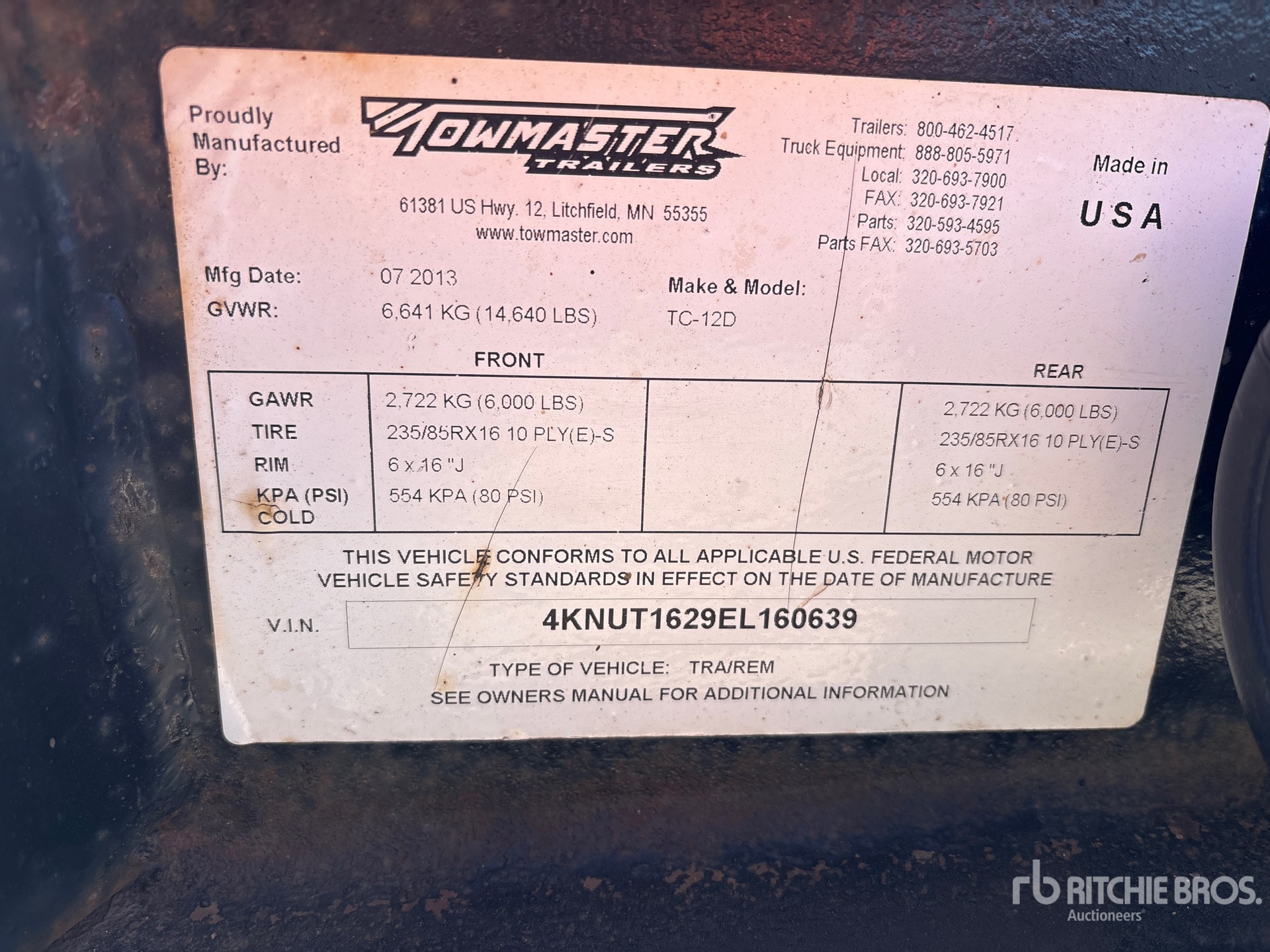 General Appearance with Serial Number / VIN