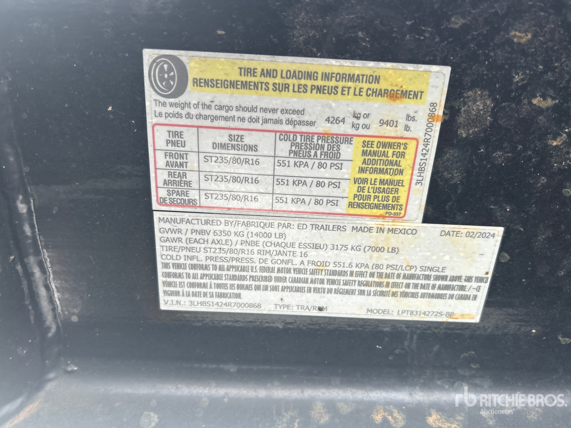 General Appearance with Serial Number / VIN