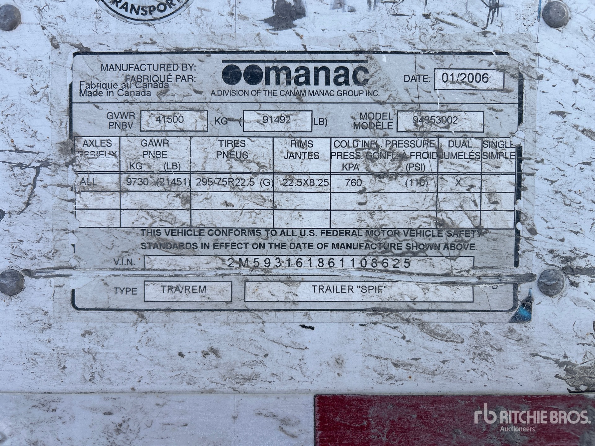 General Appearance with Serial Number / VIN