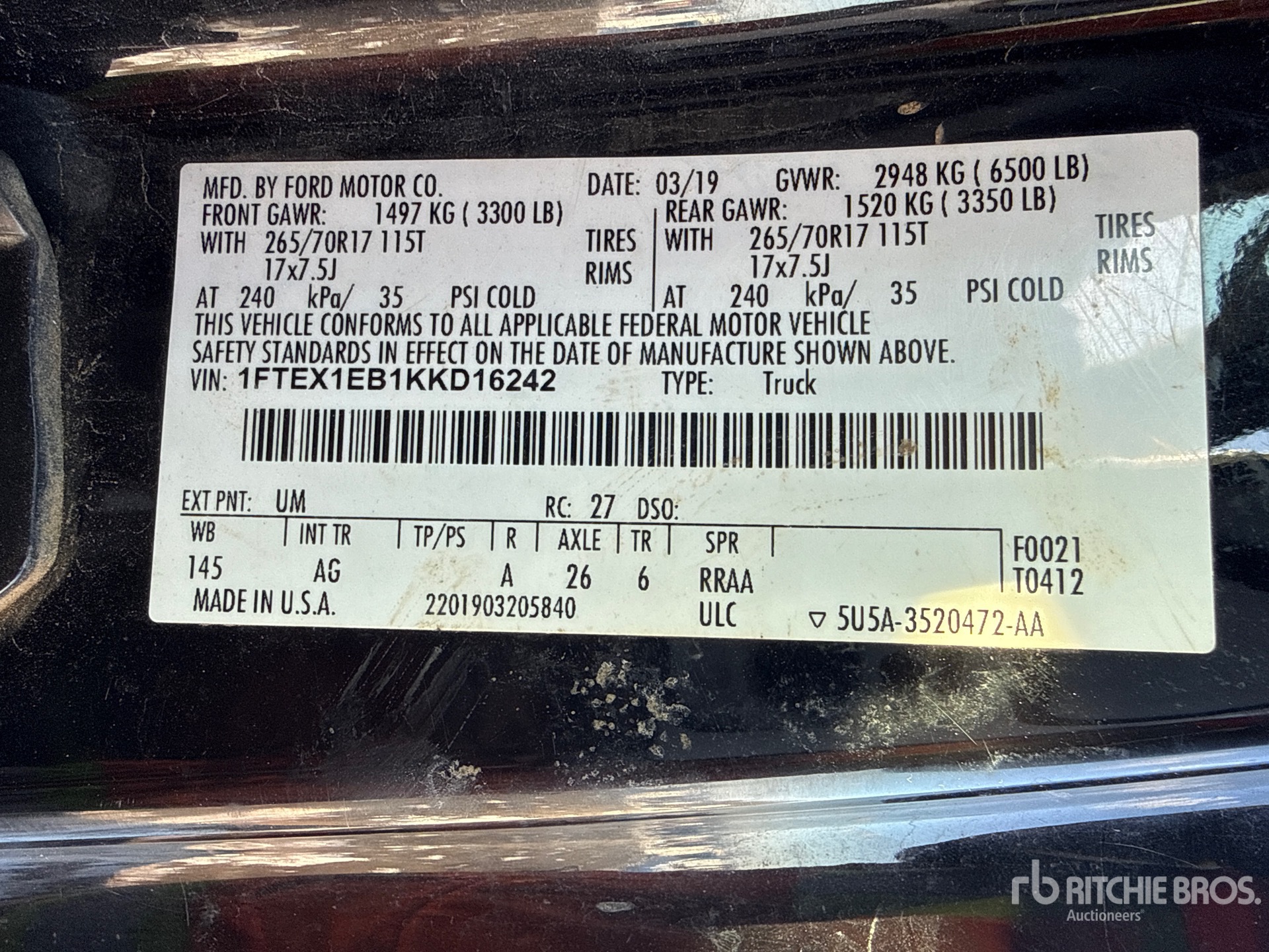 General Appearance with Numéro de série/Numéro d'identification du véhicule automobile