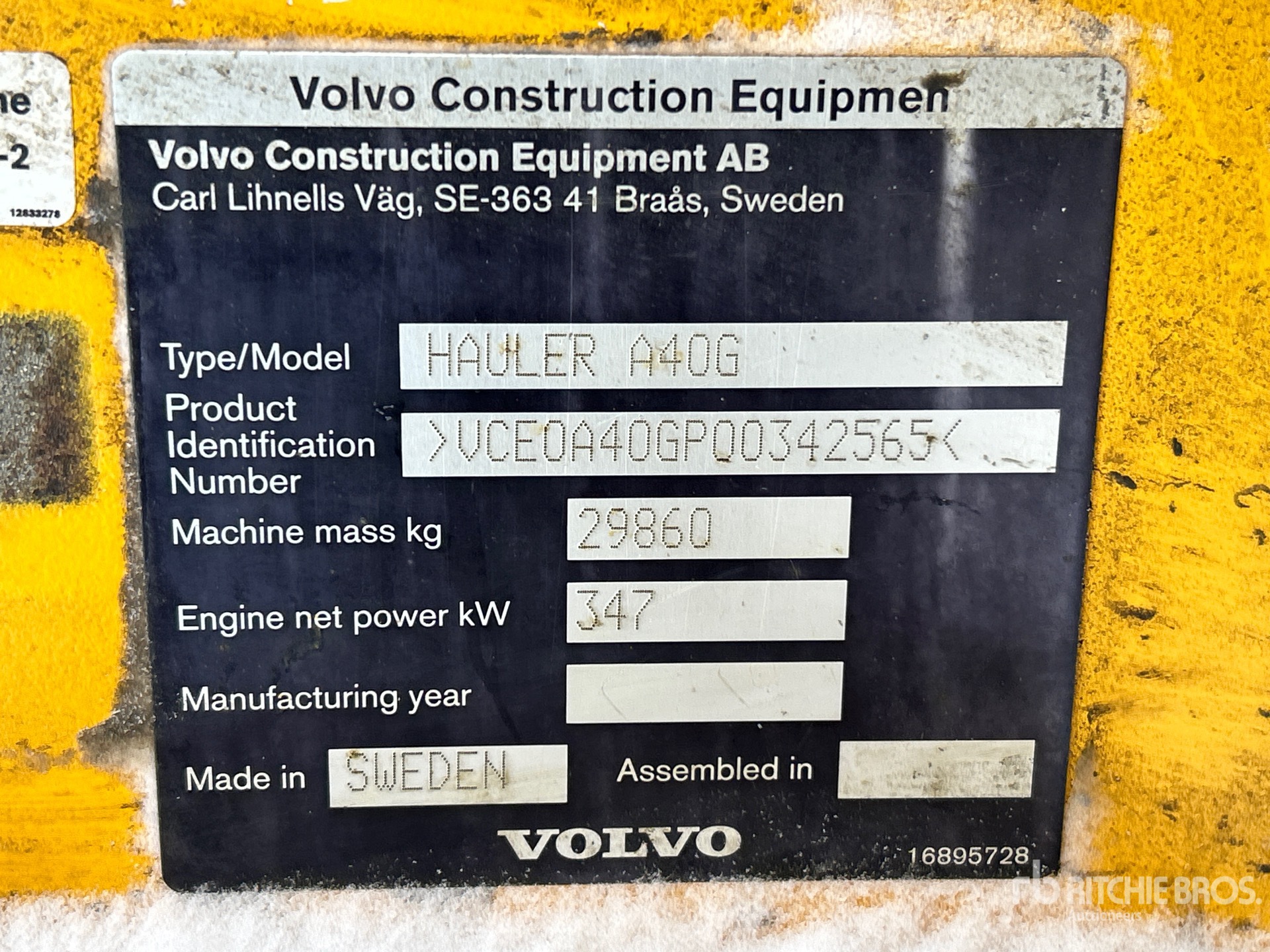 General Appearance with Serial Number / VIN