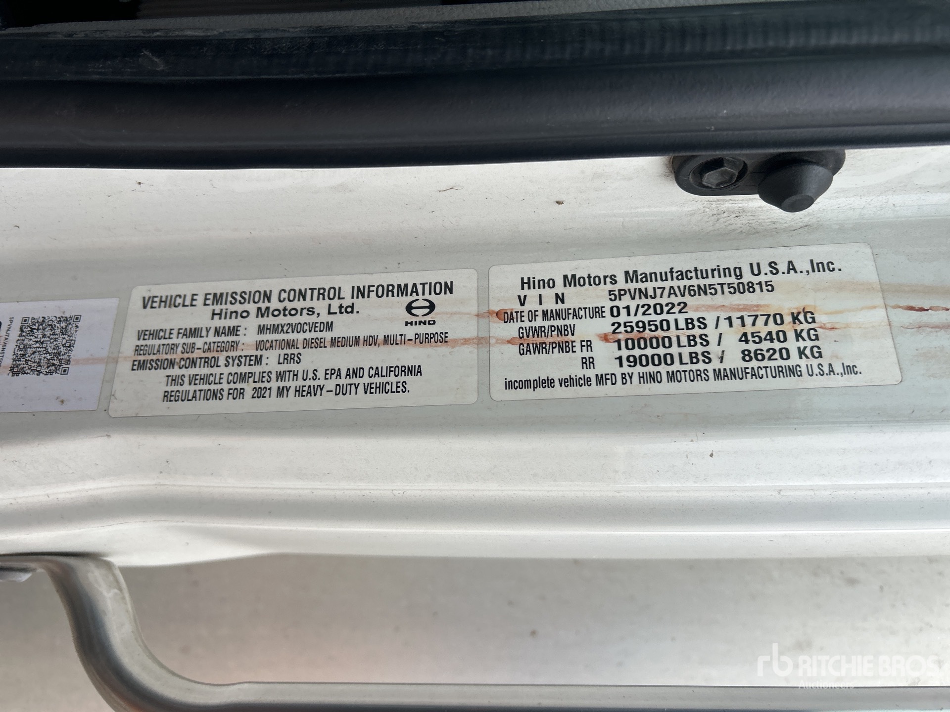 General Appearance with Serial Number / VIN