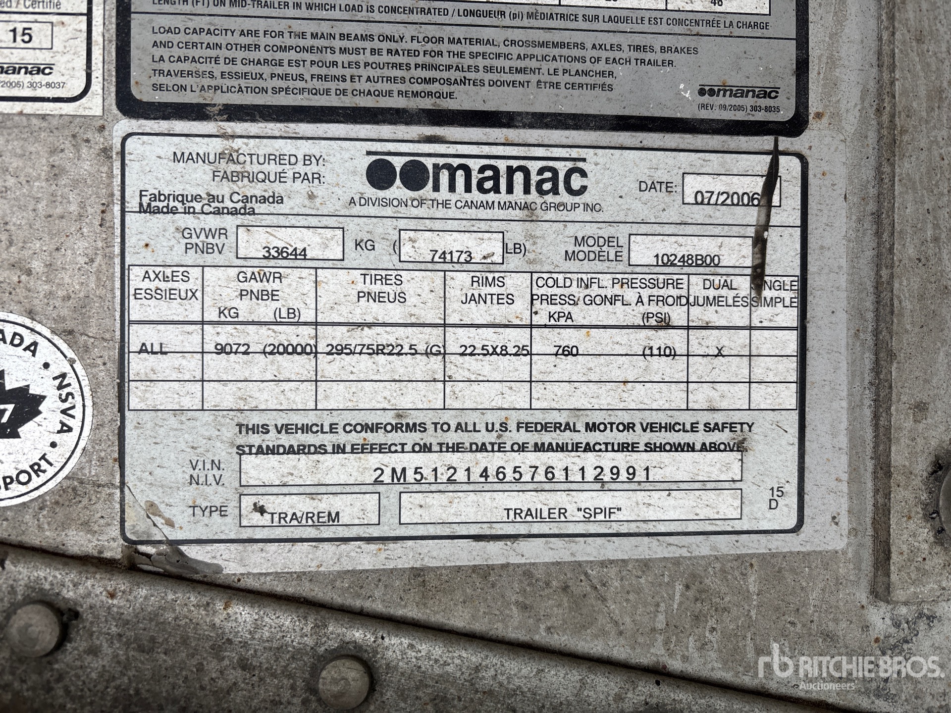 General Appearance with Serial Number / VIN