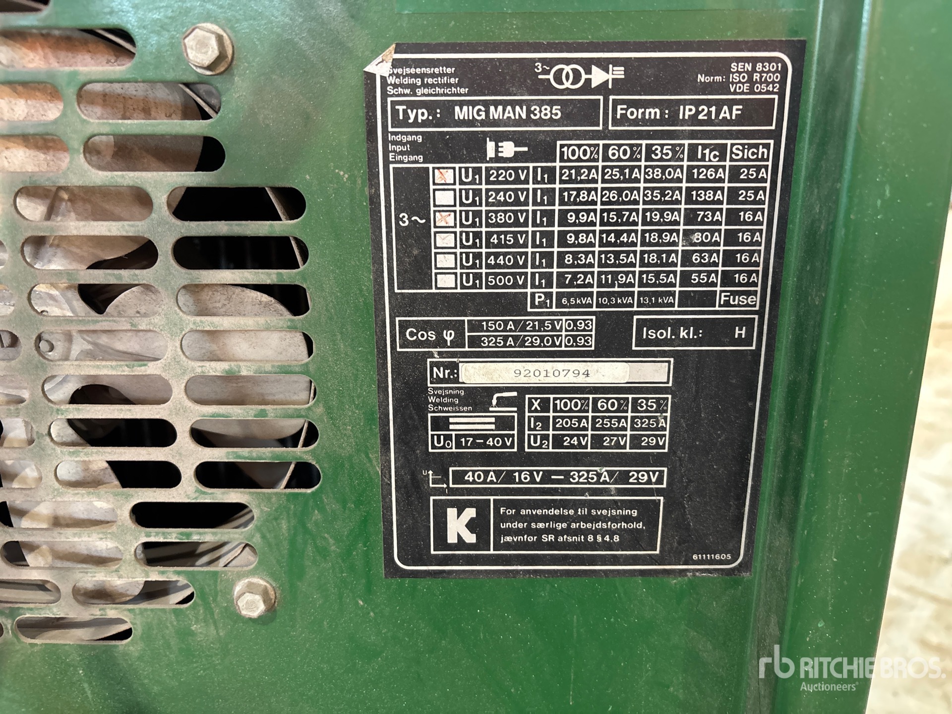 General Appearance with Serial Number / VIN