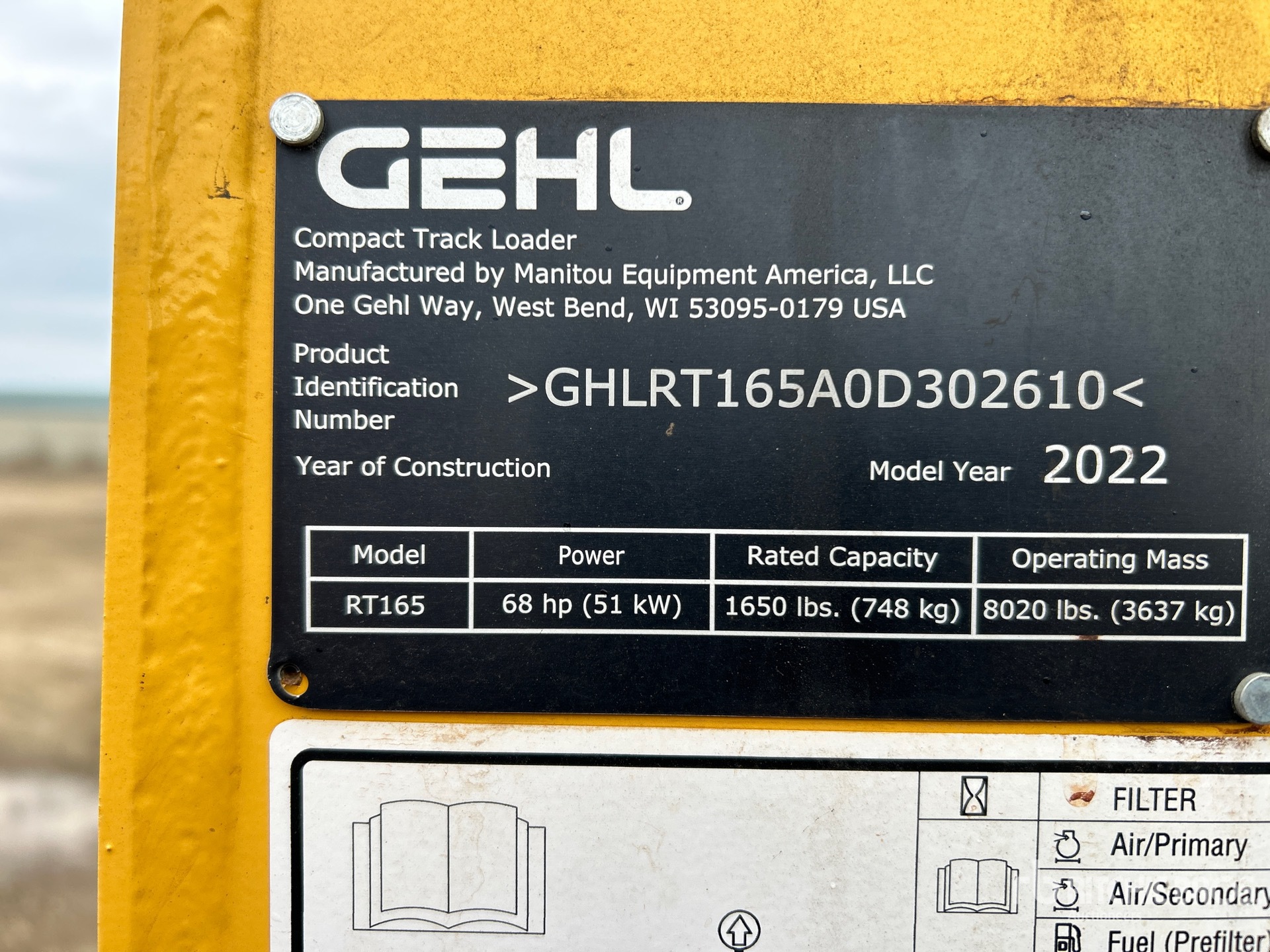 General Appearance with Serial Number / VIN