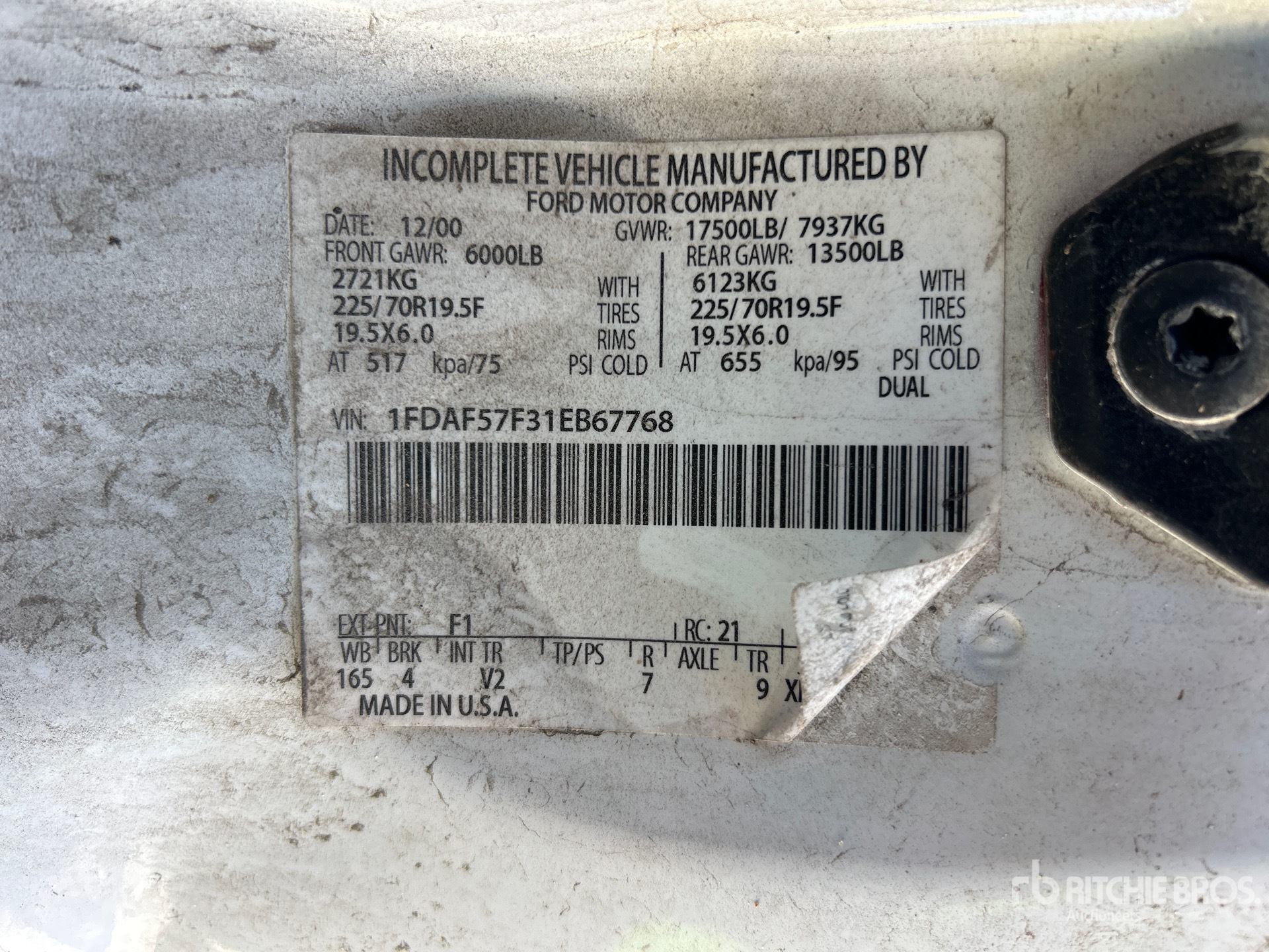 General Appearance with Serial Number / VIN