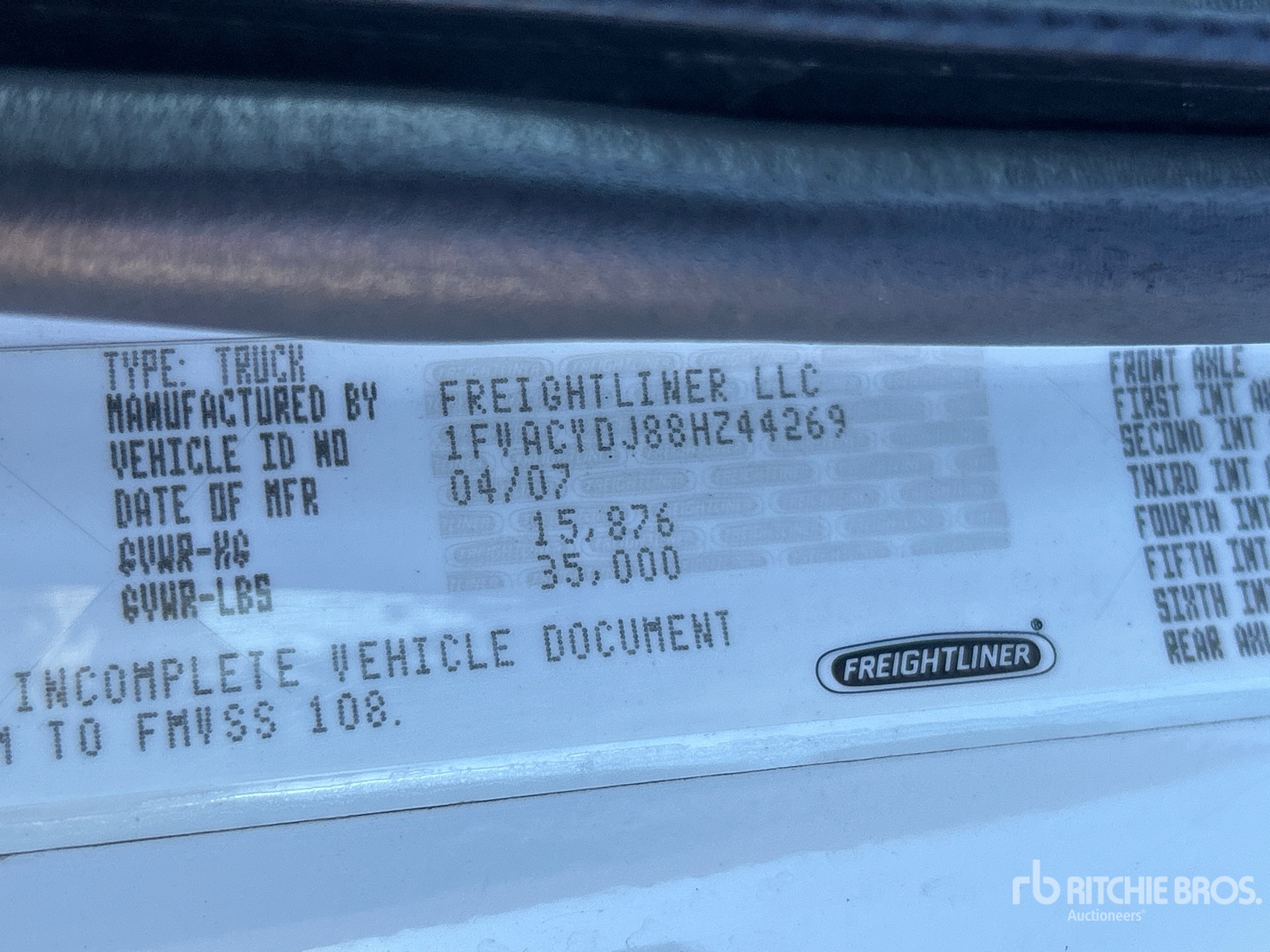 General Appearance with Serial Number / VIN