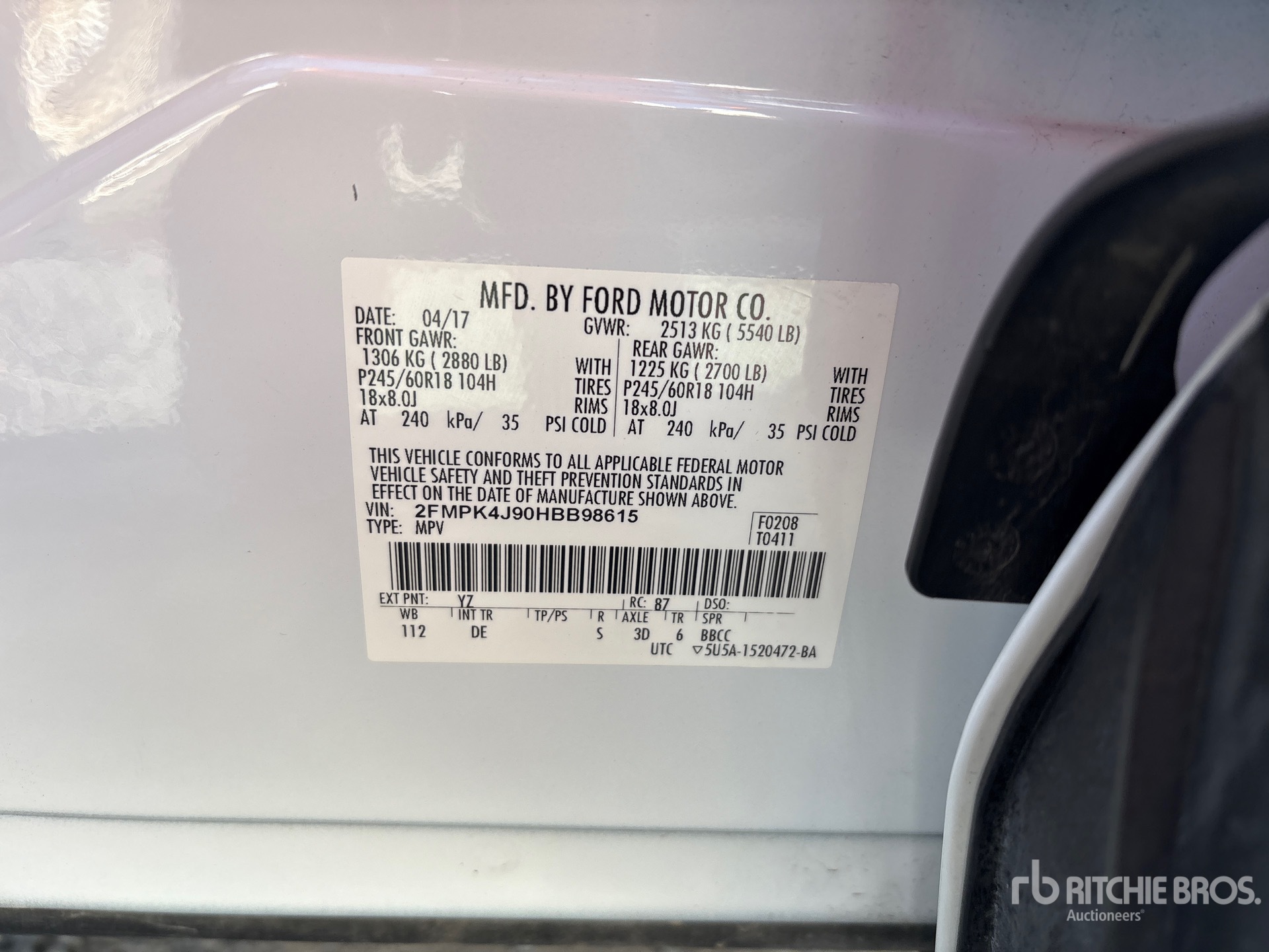 General Appearance with Serial Number / VIN