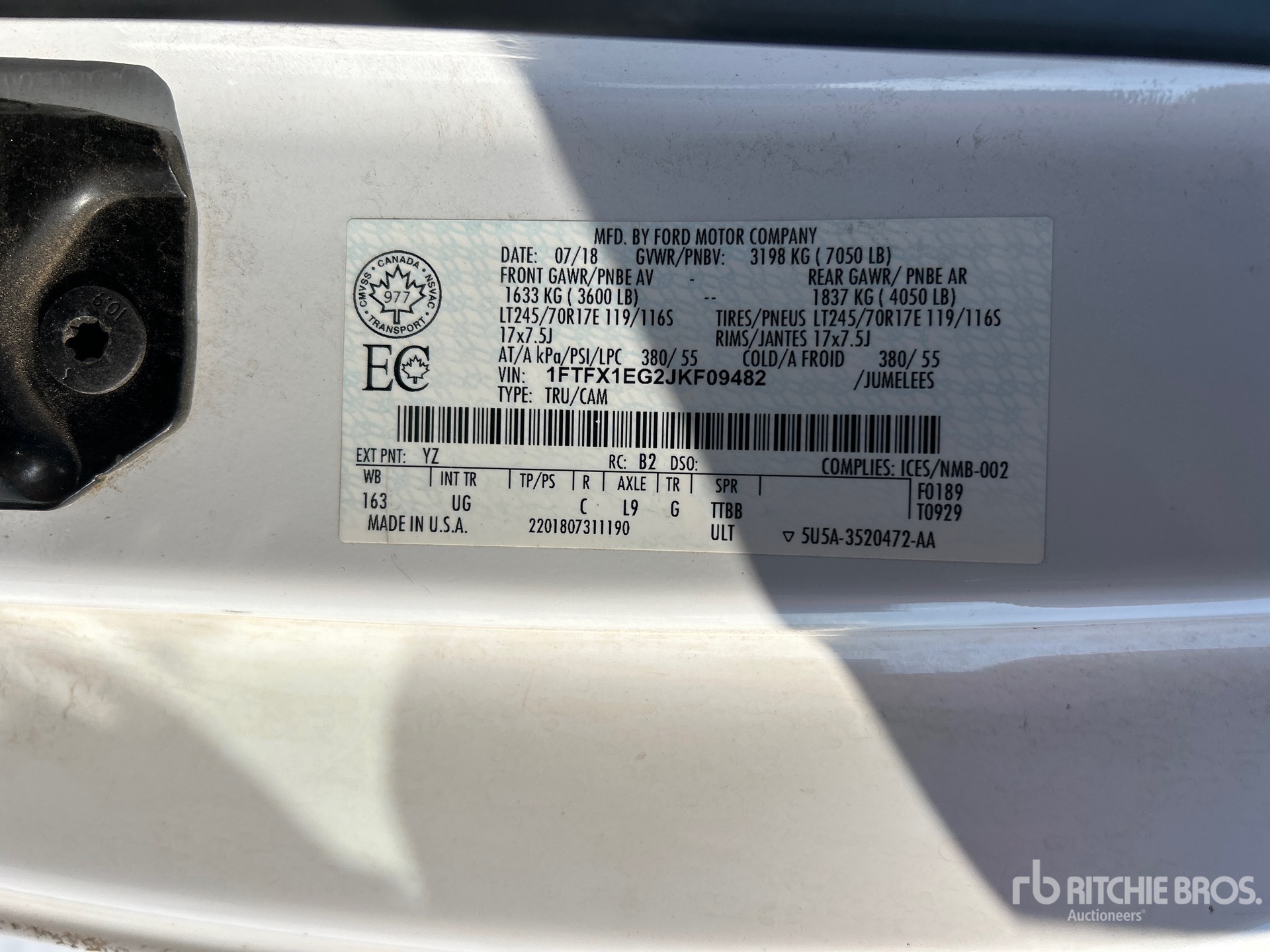 General Appearance with Serial Number / VIN