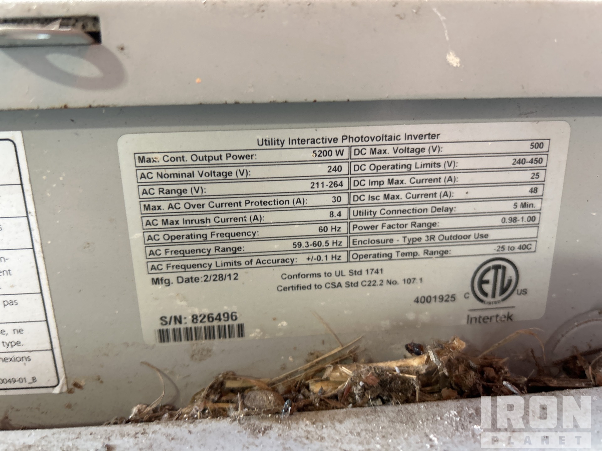 General Appearance with Serial Number / VIN