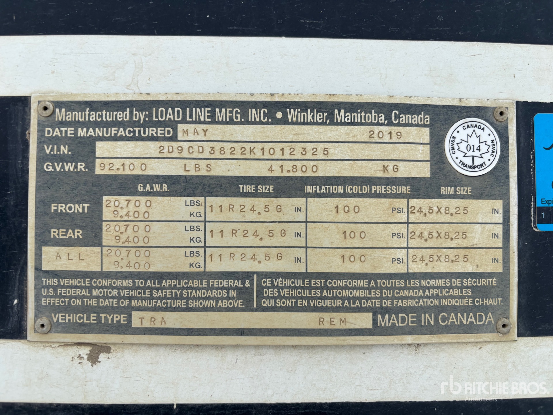 General Appearance with Serial Number / VIN