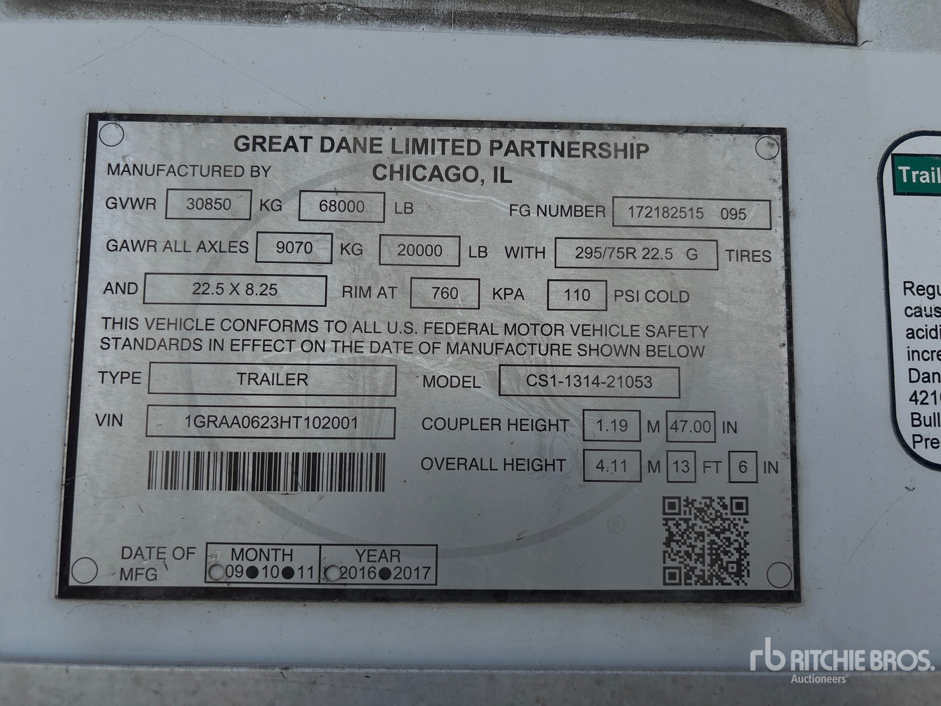 General Appearance with Serial Number / VIN