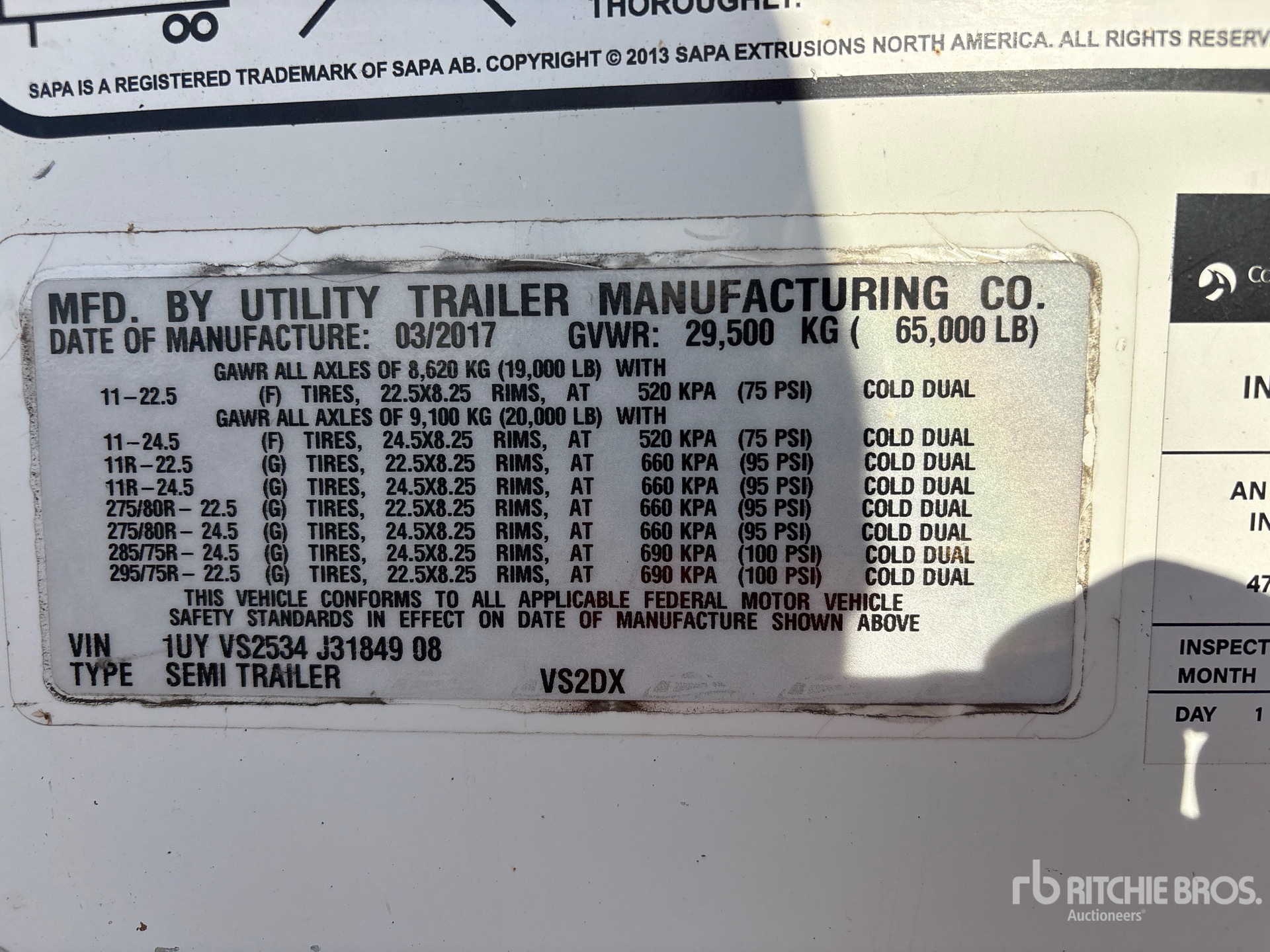 General Appearance with Serial Number / VIN