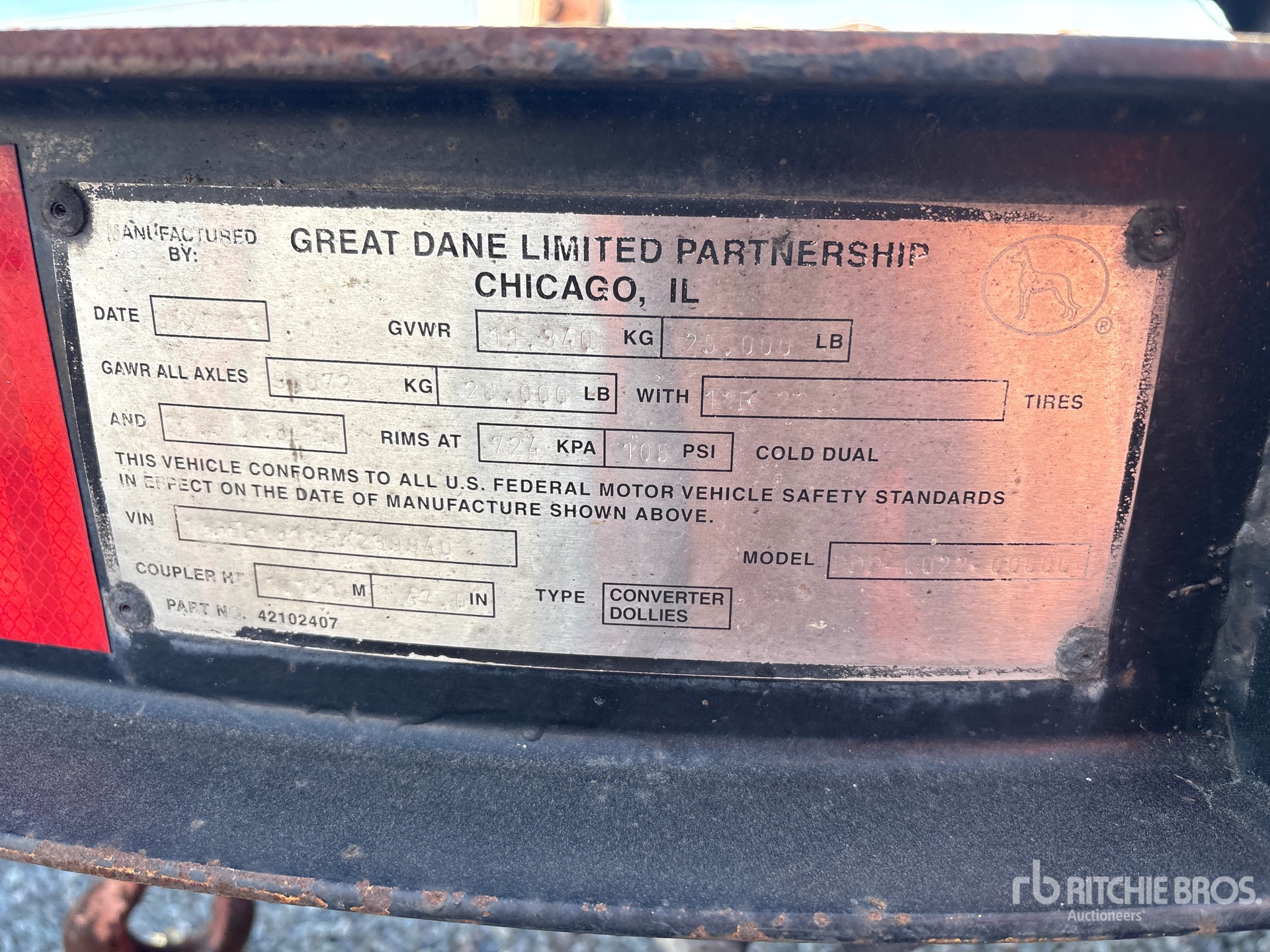 General Appearance with Serial Number / VIN