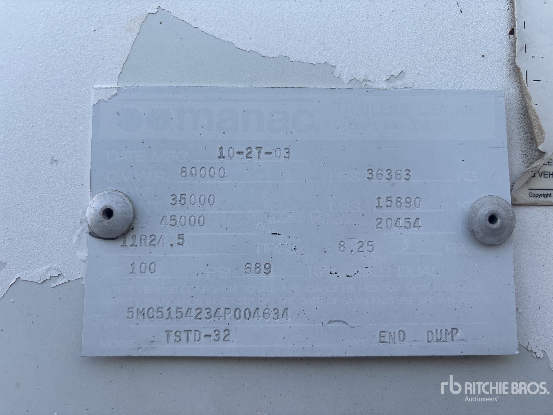 General Appearance with Serial Number / VIN