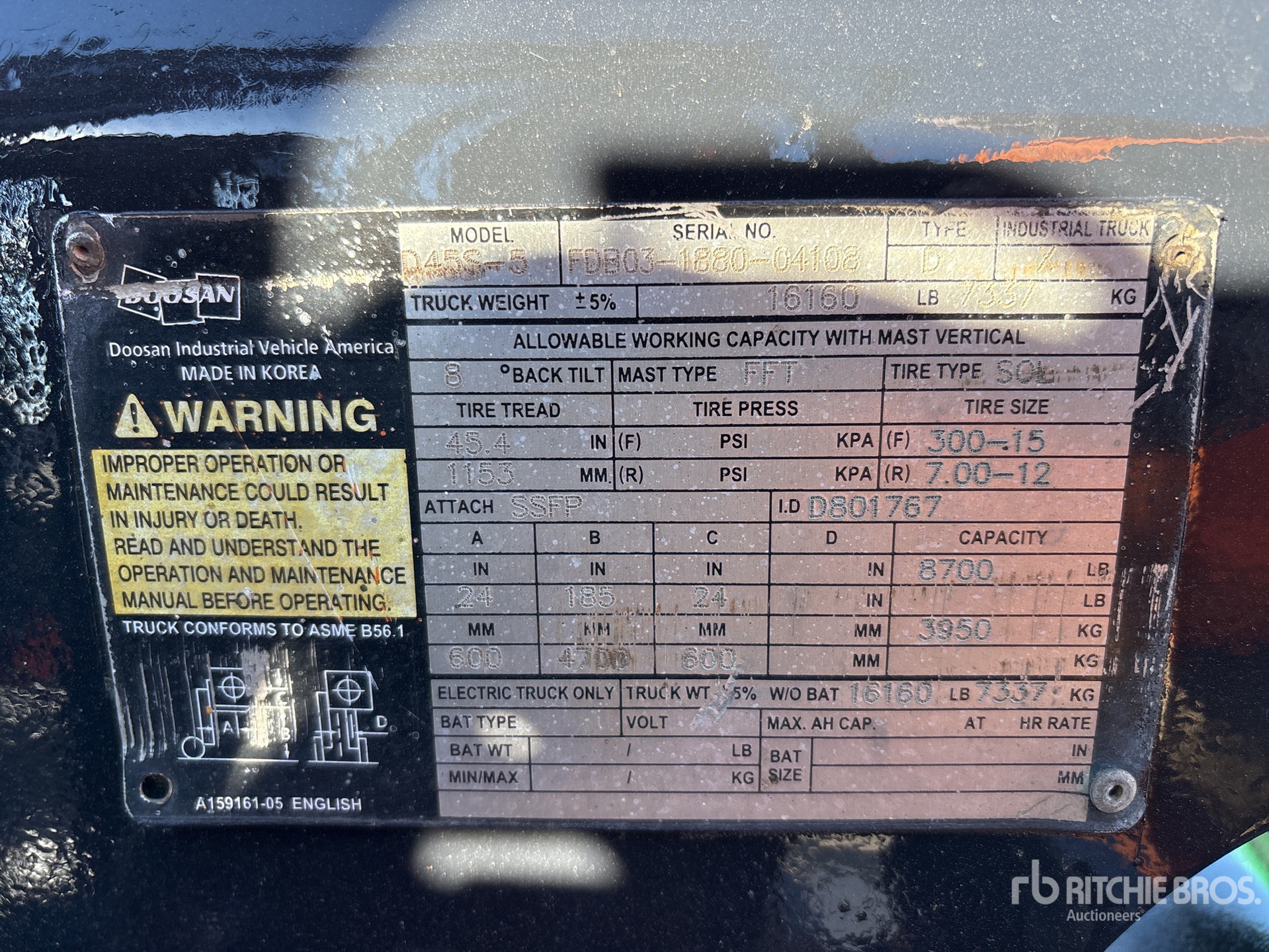 General Appearance with Serial Number / VIN