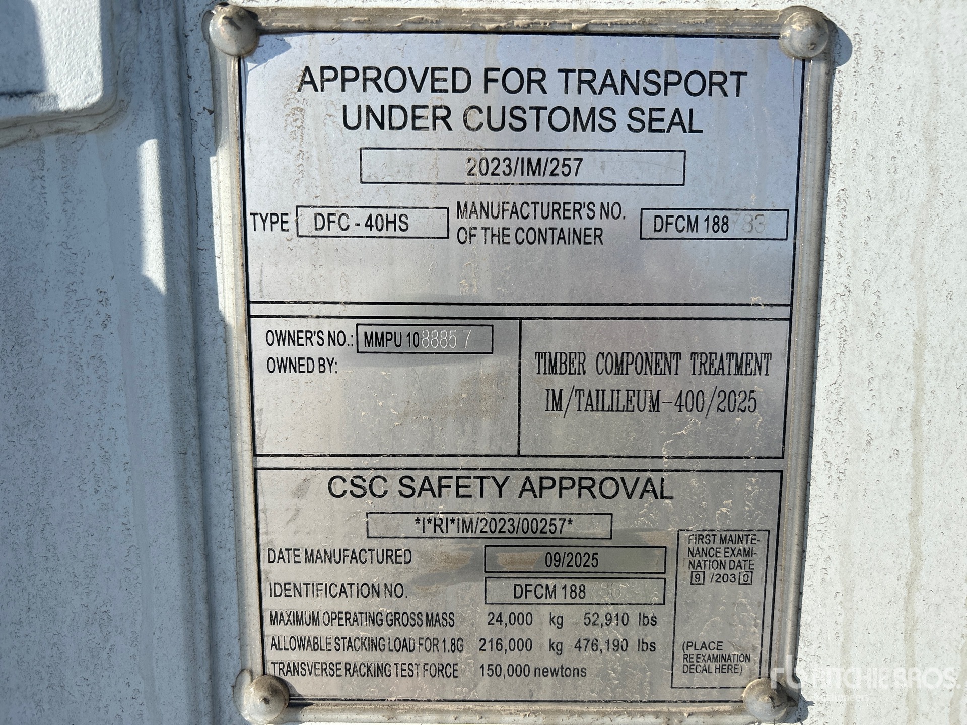 General Appearance with Serial Number / VIN