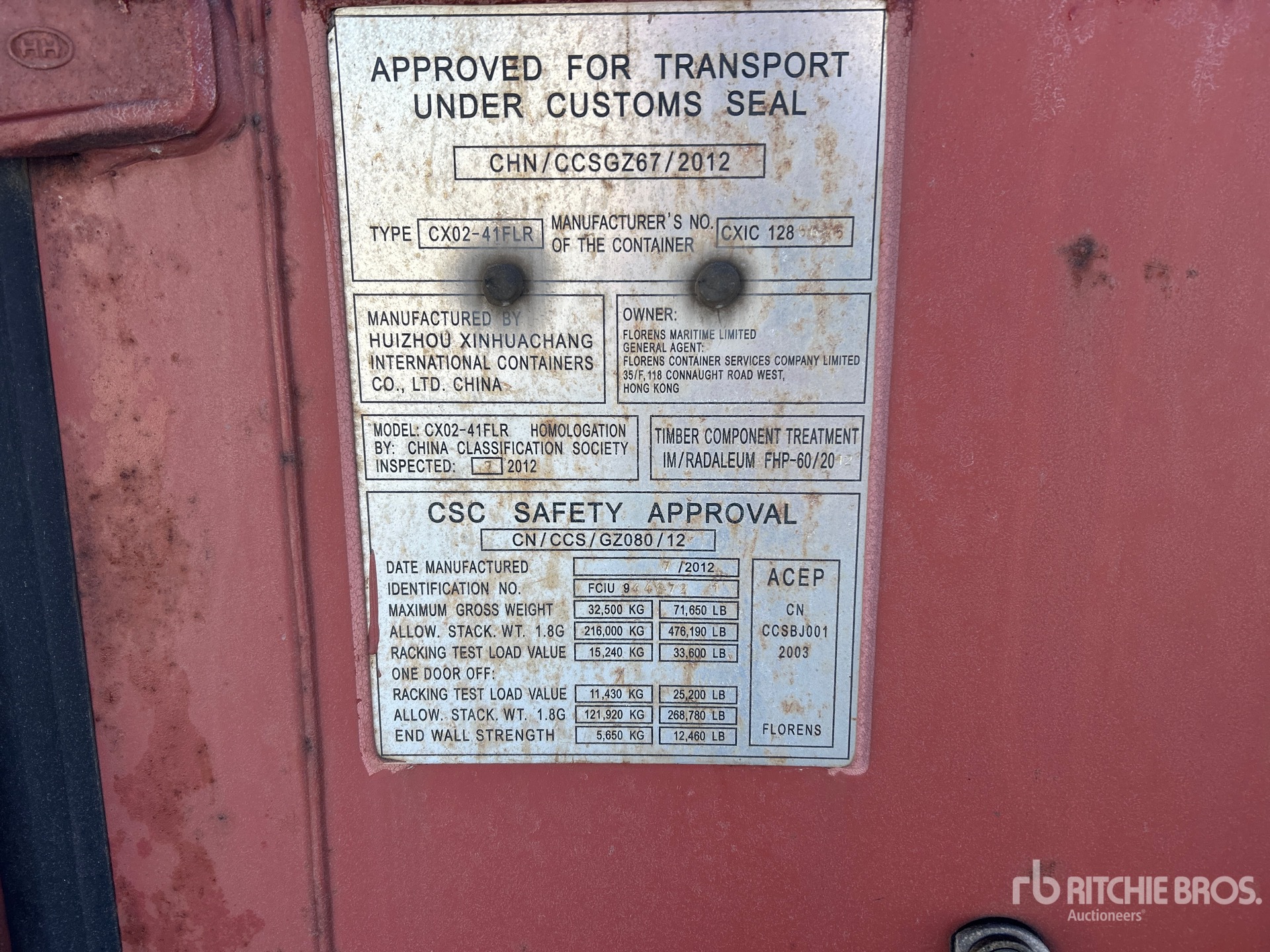 General Appearance with Serial Number / VIN