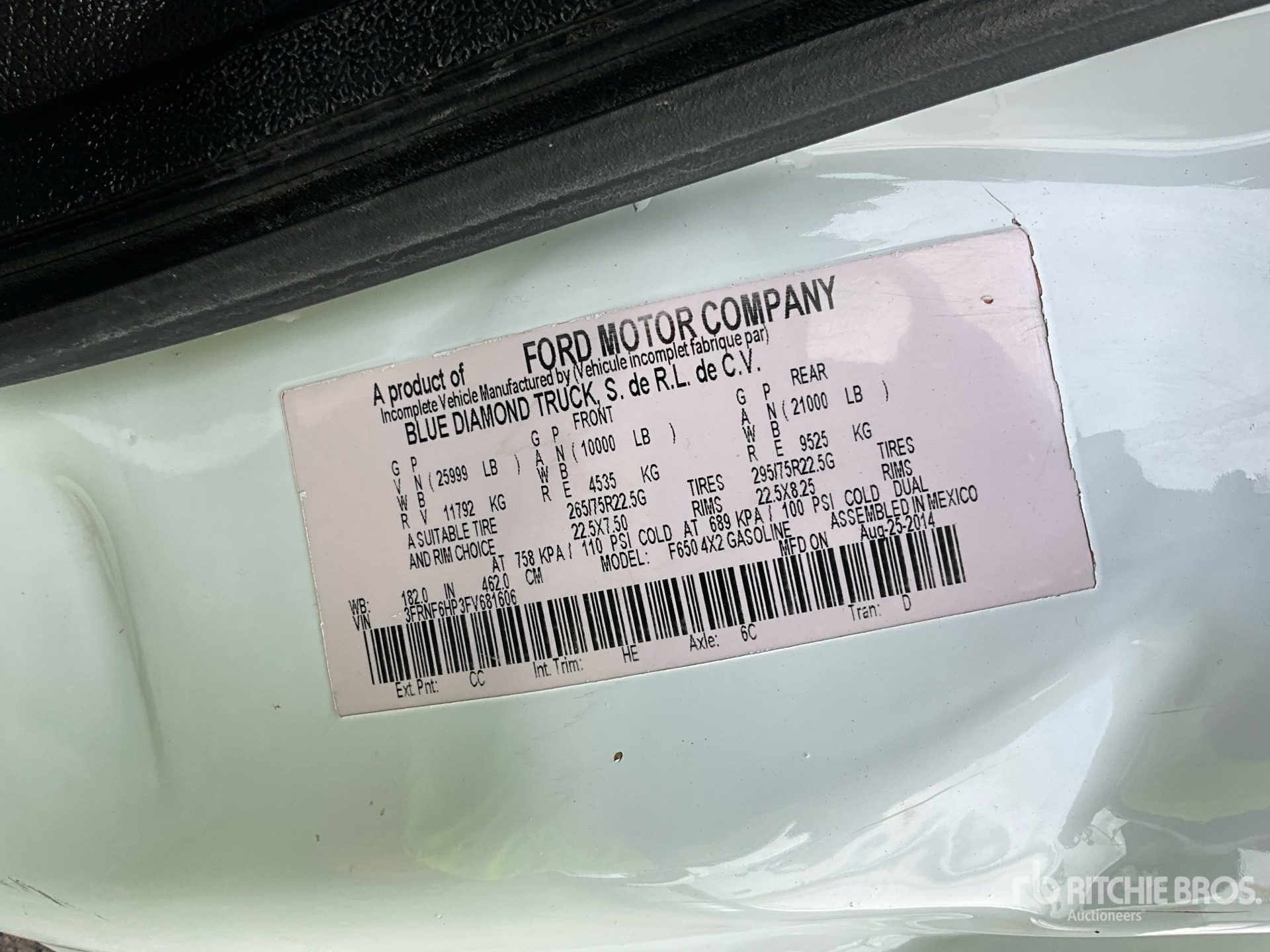 General Appearance with Serial Number / VIN