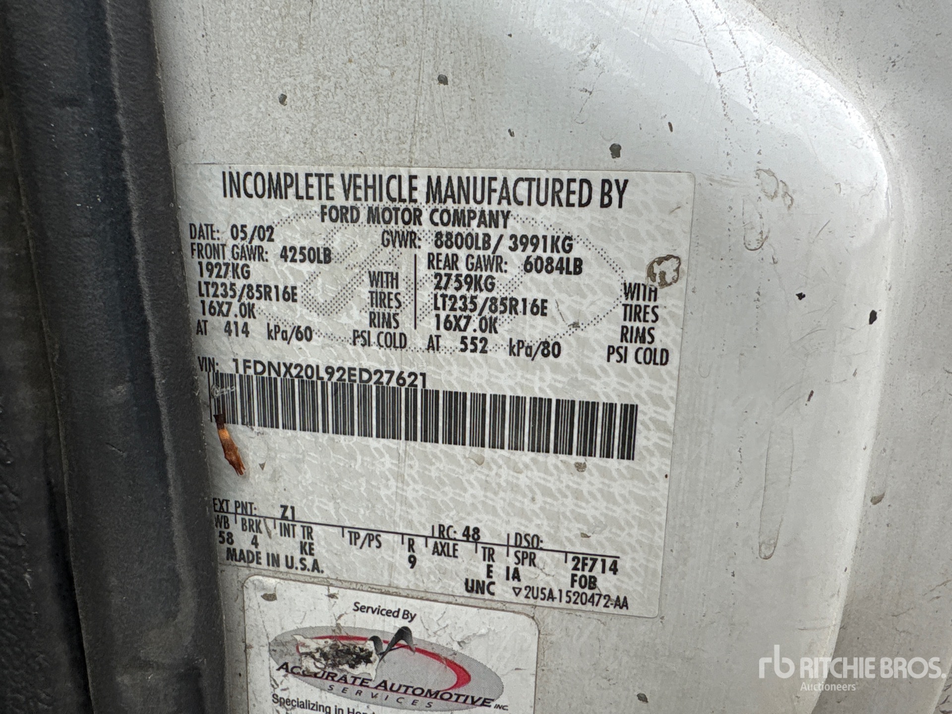 General Appearance with Serial Number / VIN