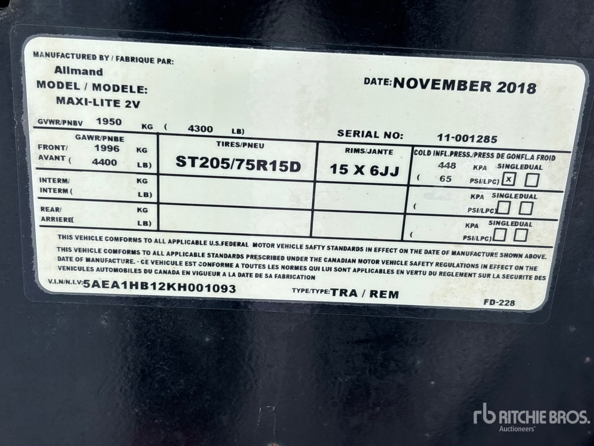General Appearance with Serial Number / VIN
