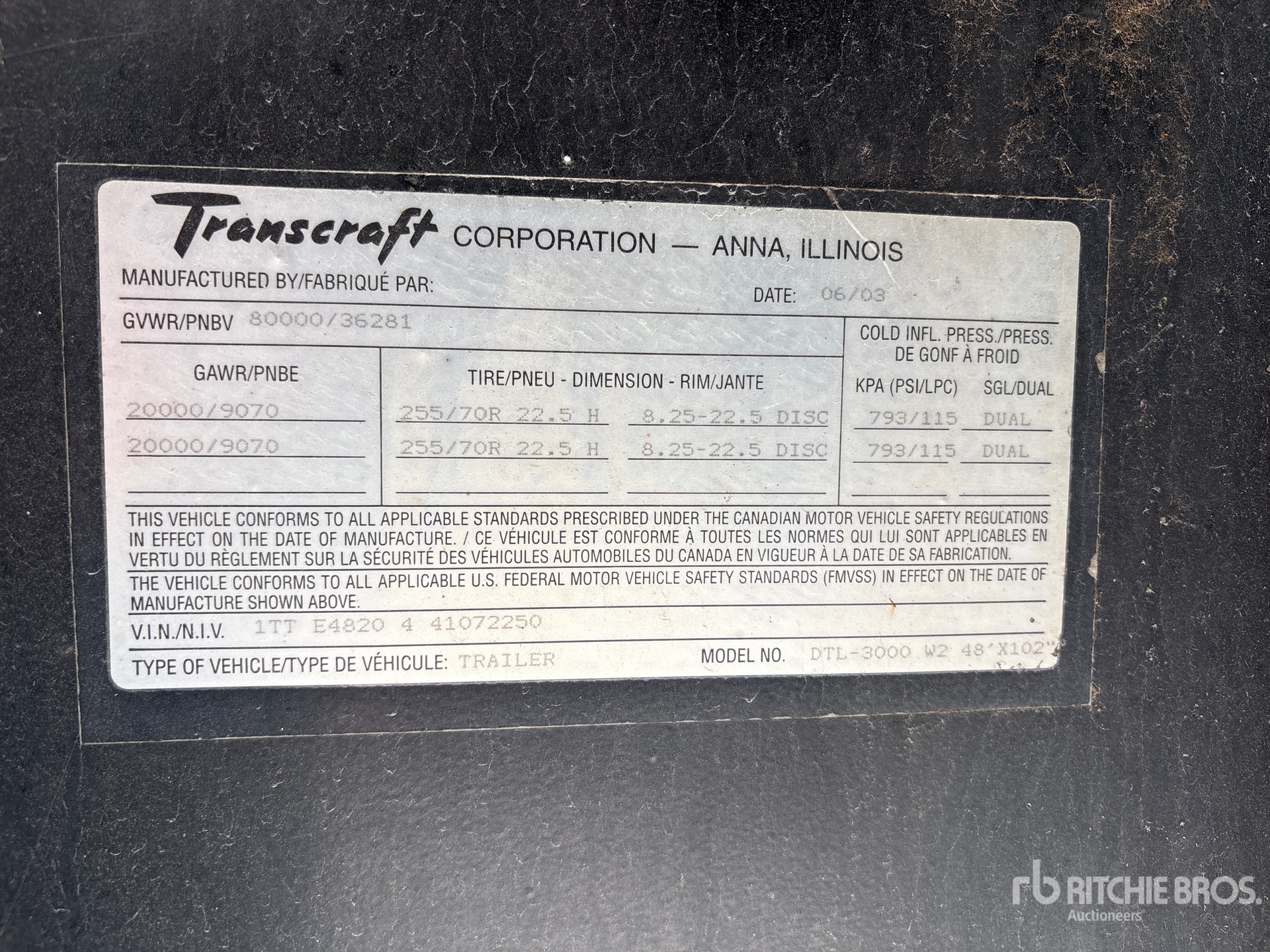 General Appearance with Serial Number / VIN