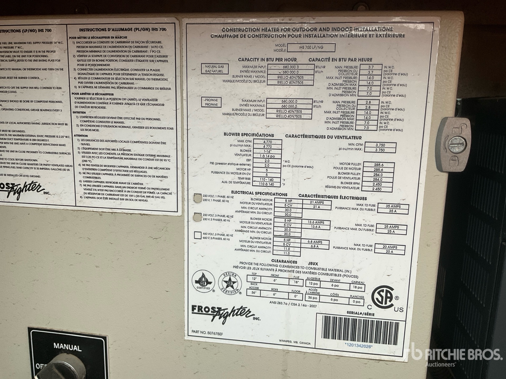 General Appearance with Serial Number / VIN