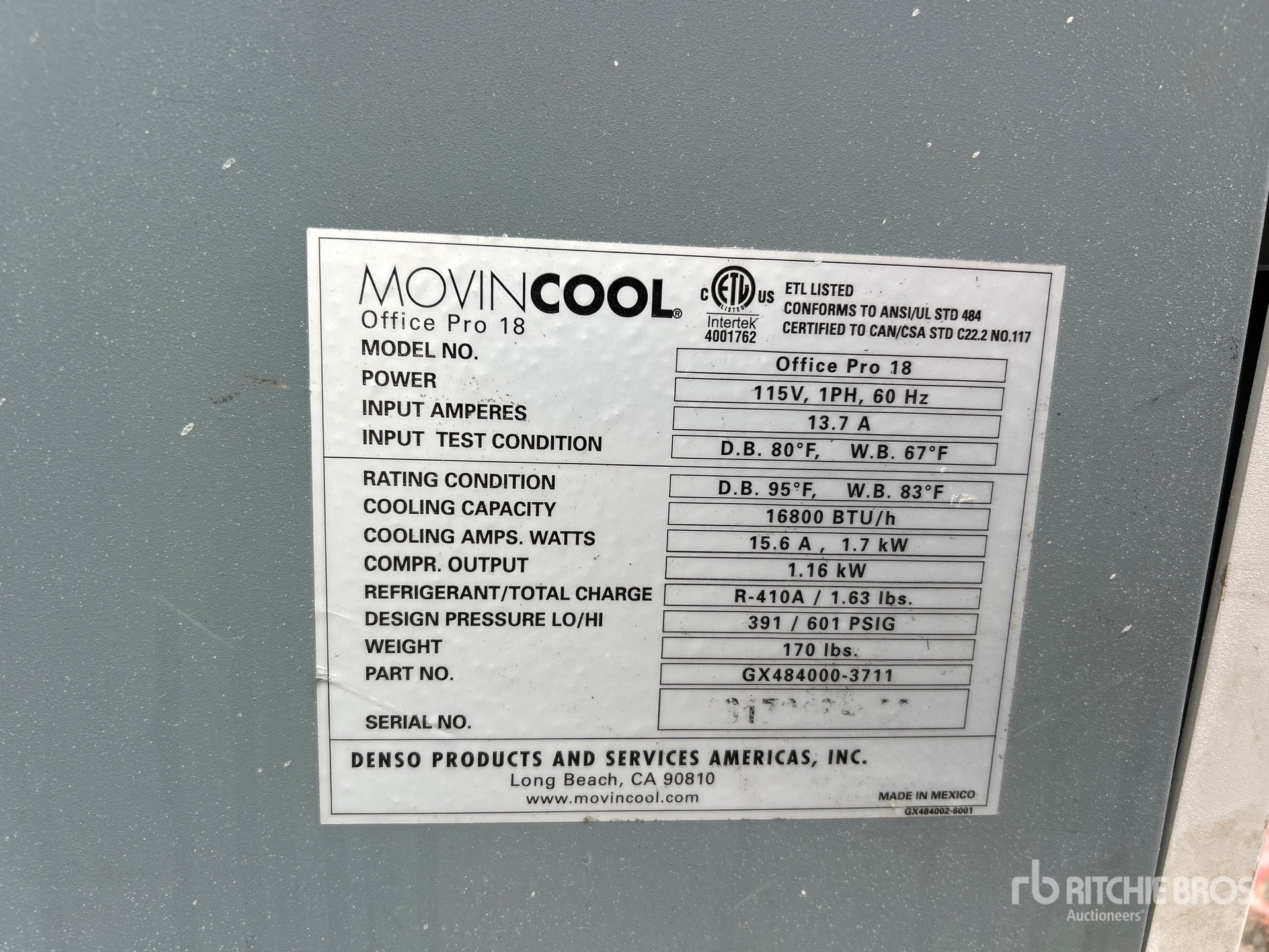 General Appearance with Serial Number / VIN