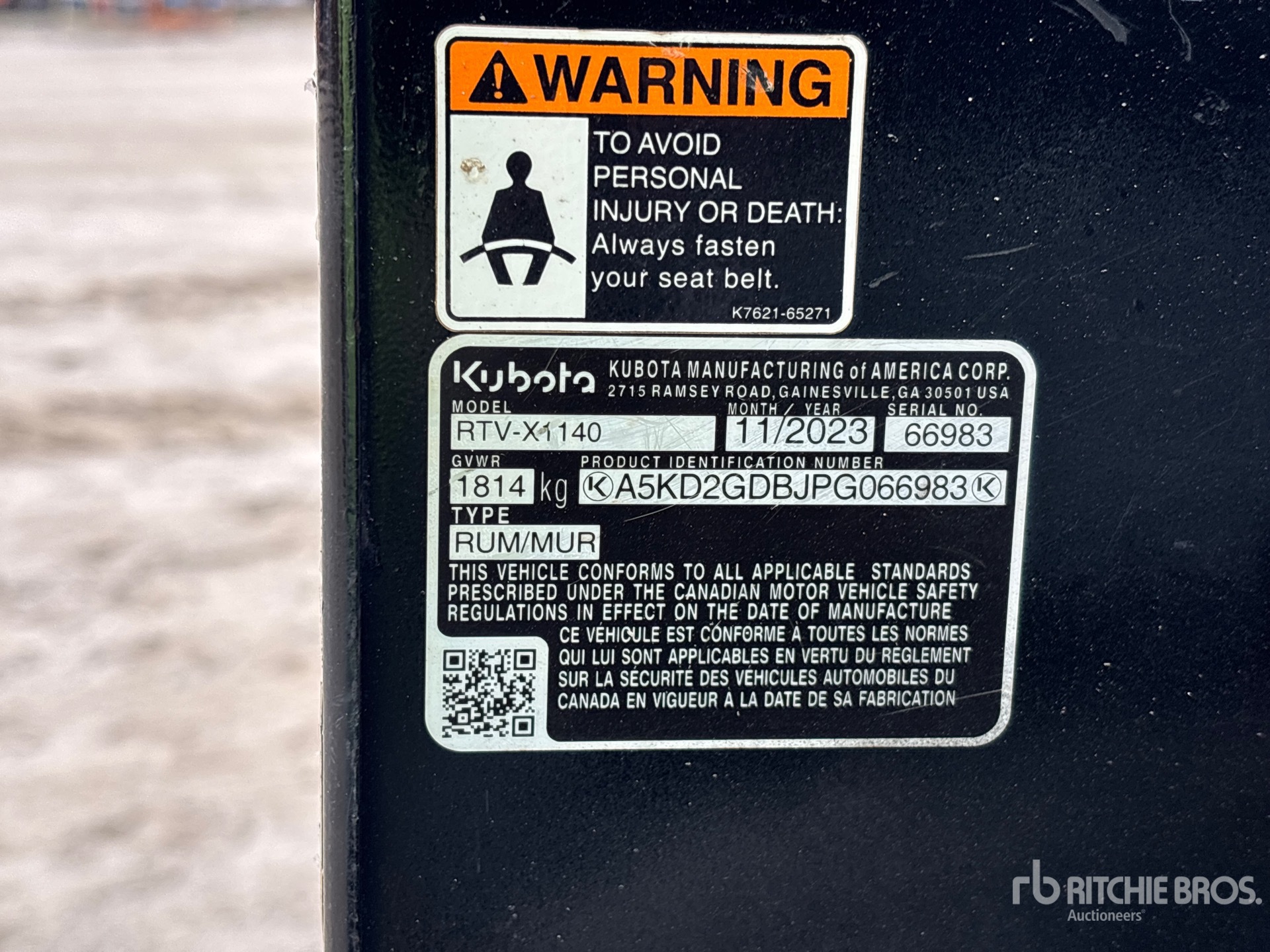 General Appearance with Serial Number / VIN