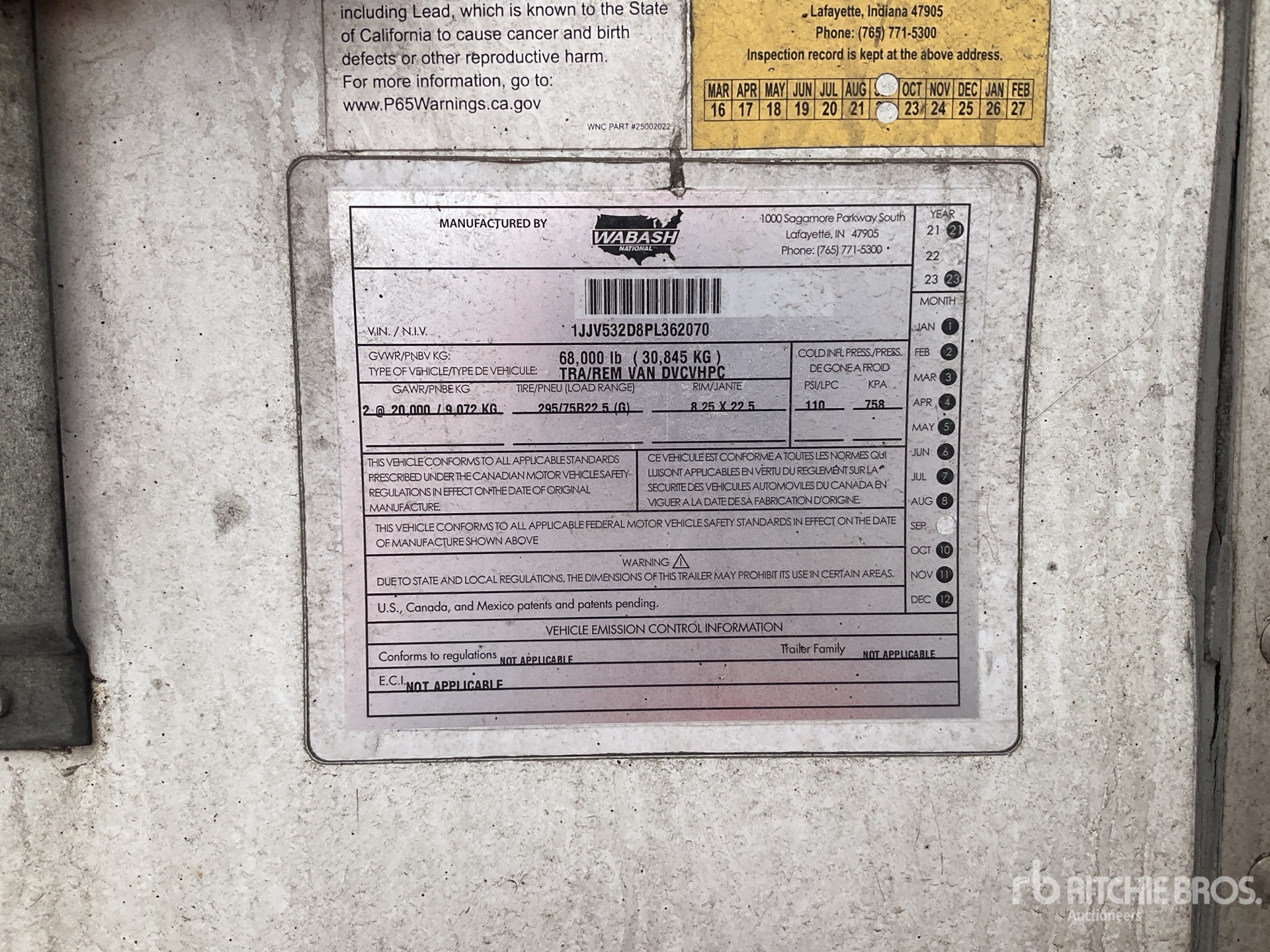 General Appearance with Serial Number / VIN