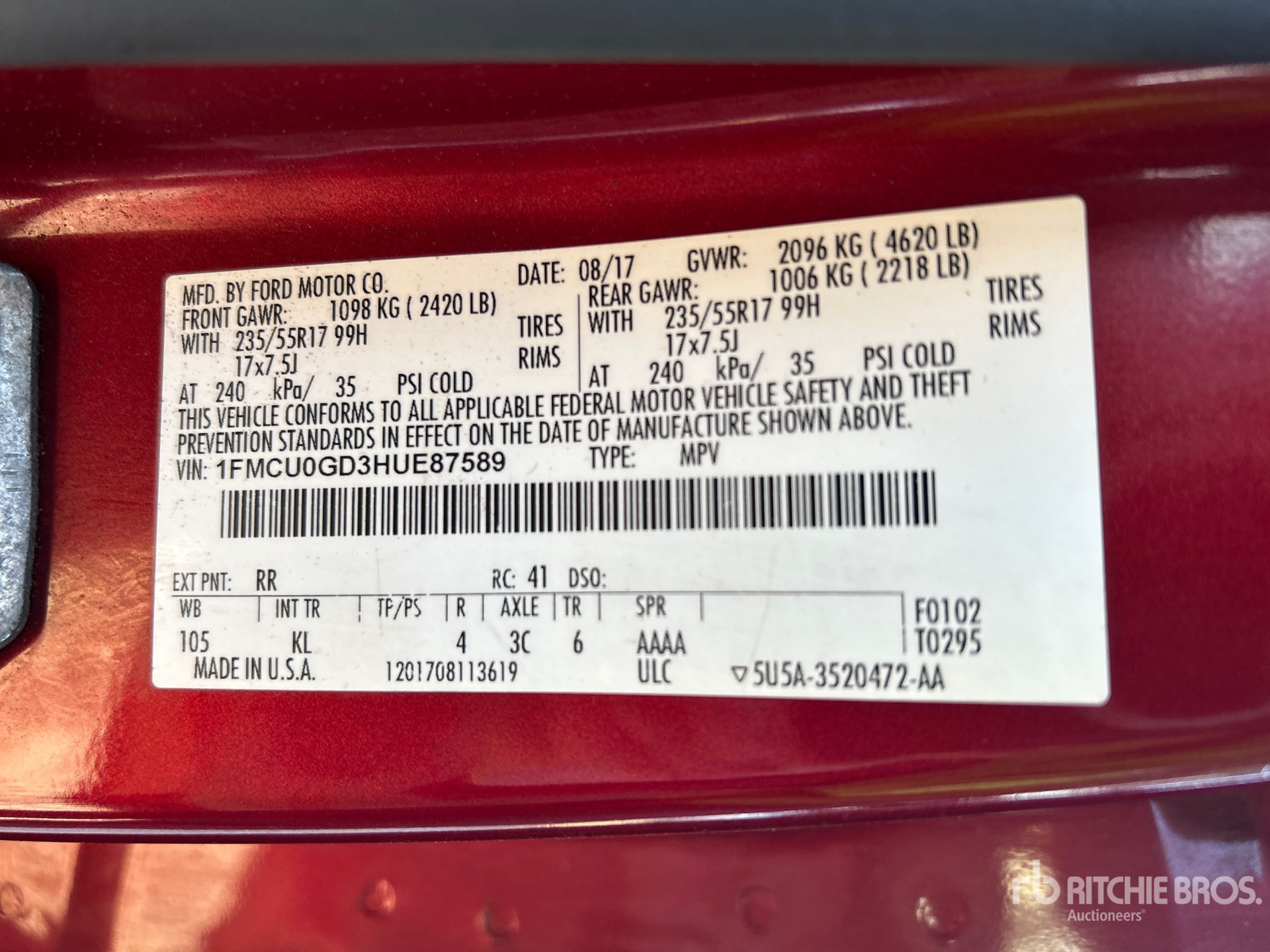 General Appearance with Serial Number / VIN