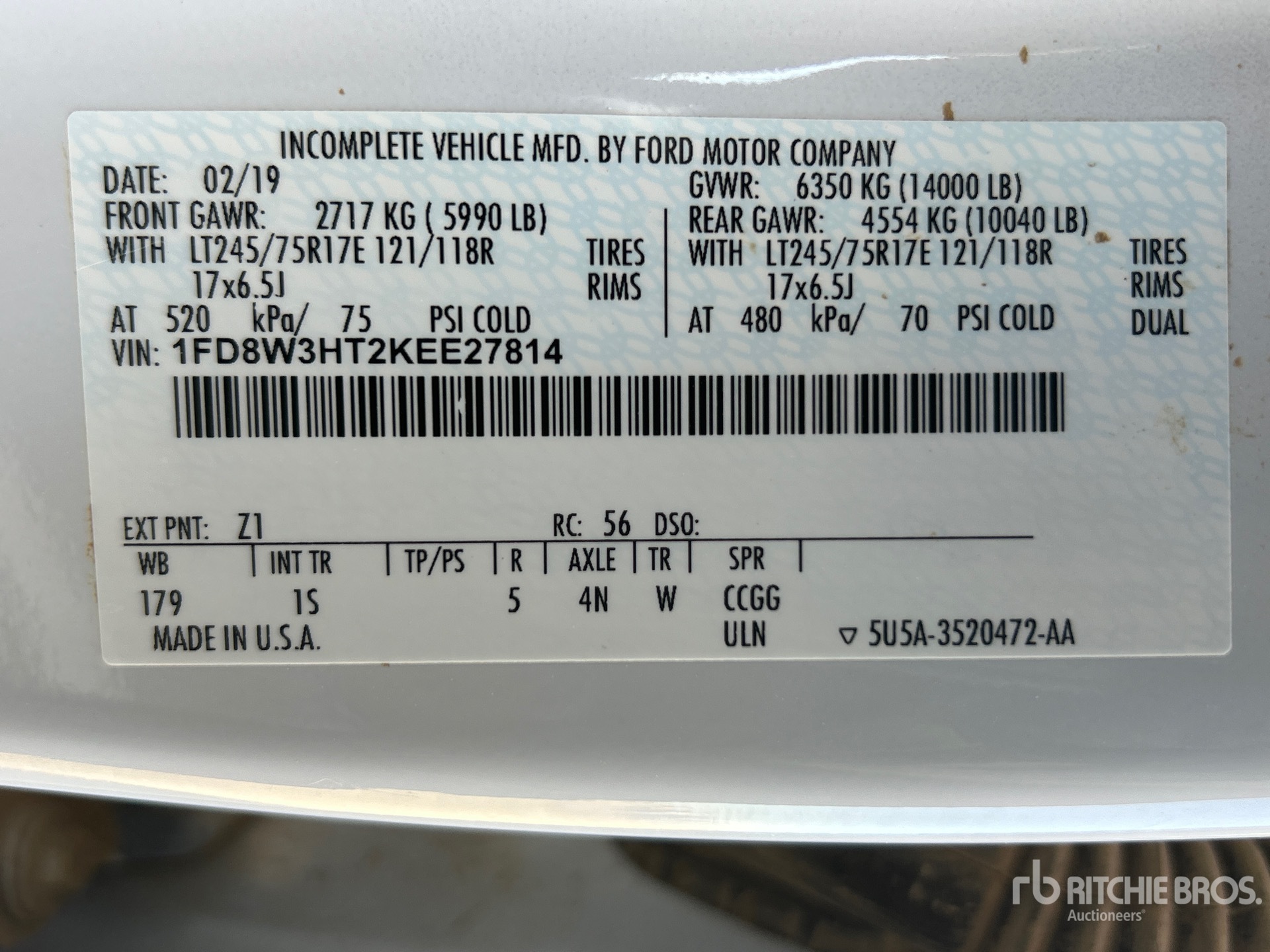 General Appearance with Serial Number / VIN