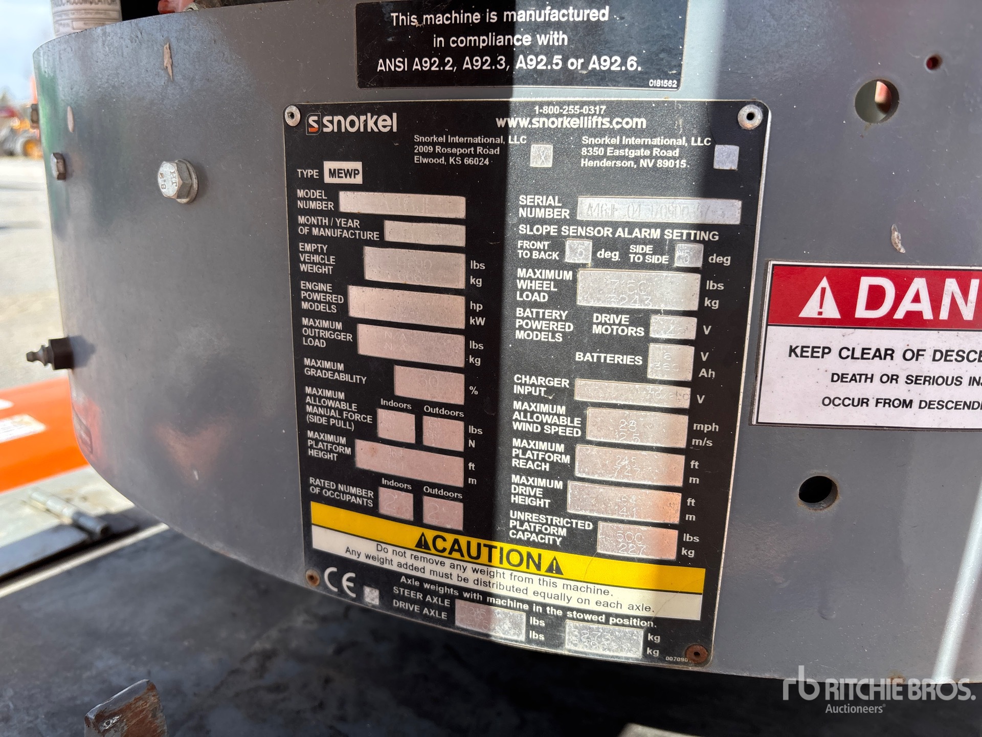 General Appearance with Serial Number / VIN