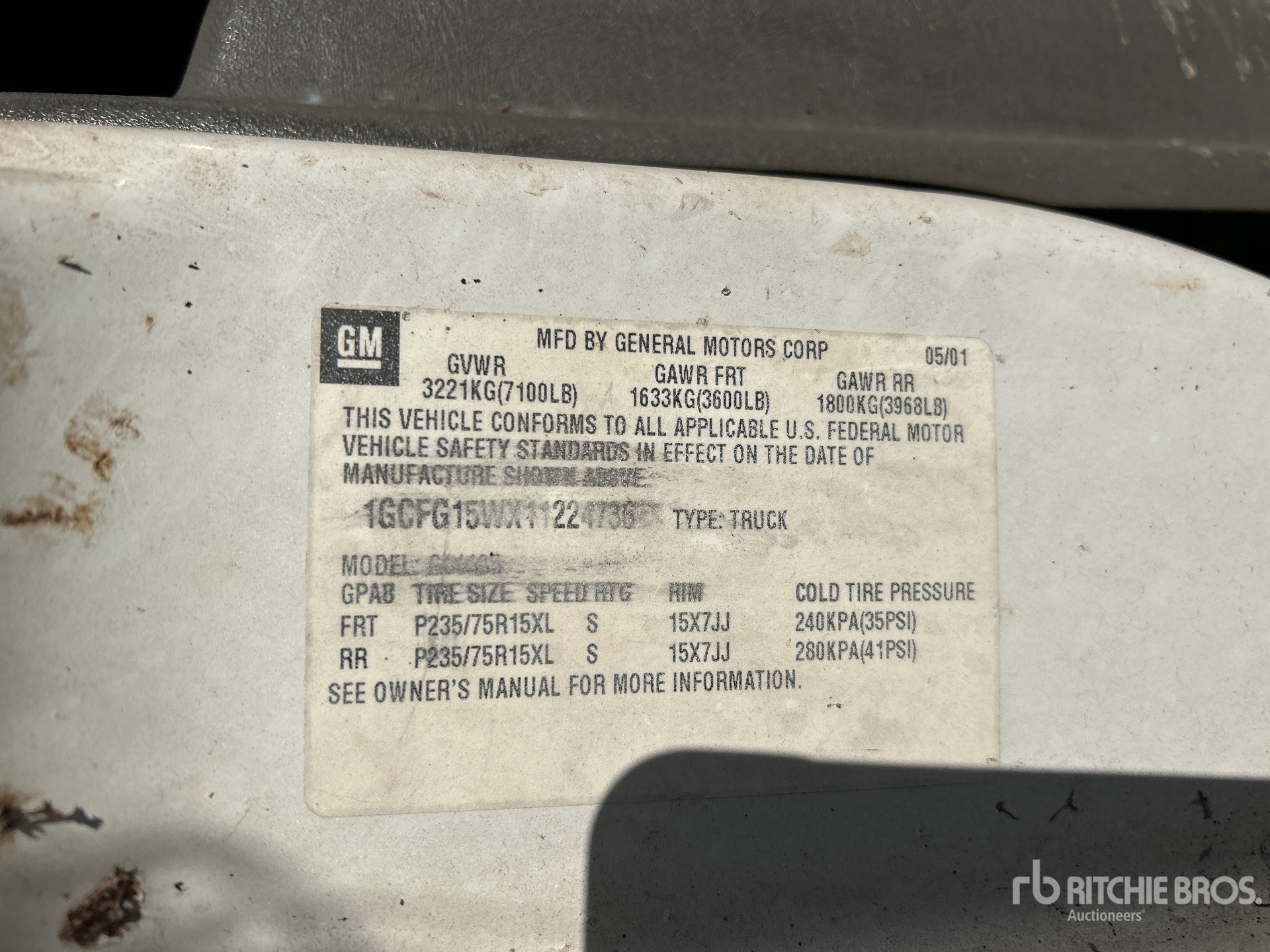 General Appearance with Serial Number / VIN