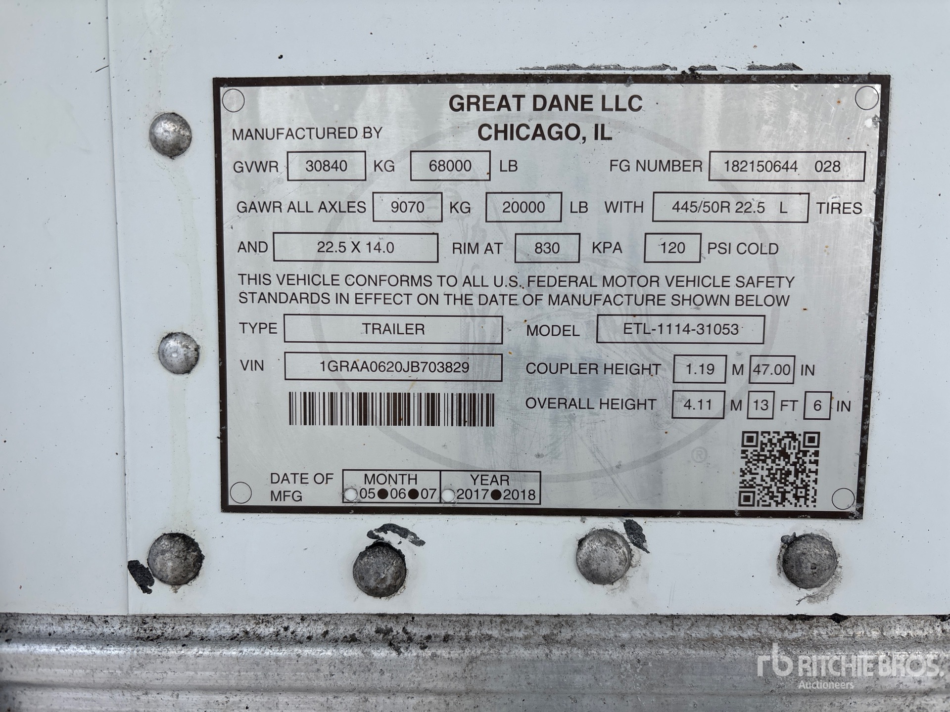 General Appearance with Serial Number / VIN