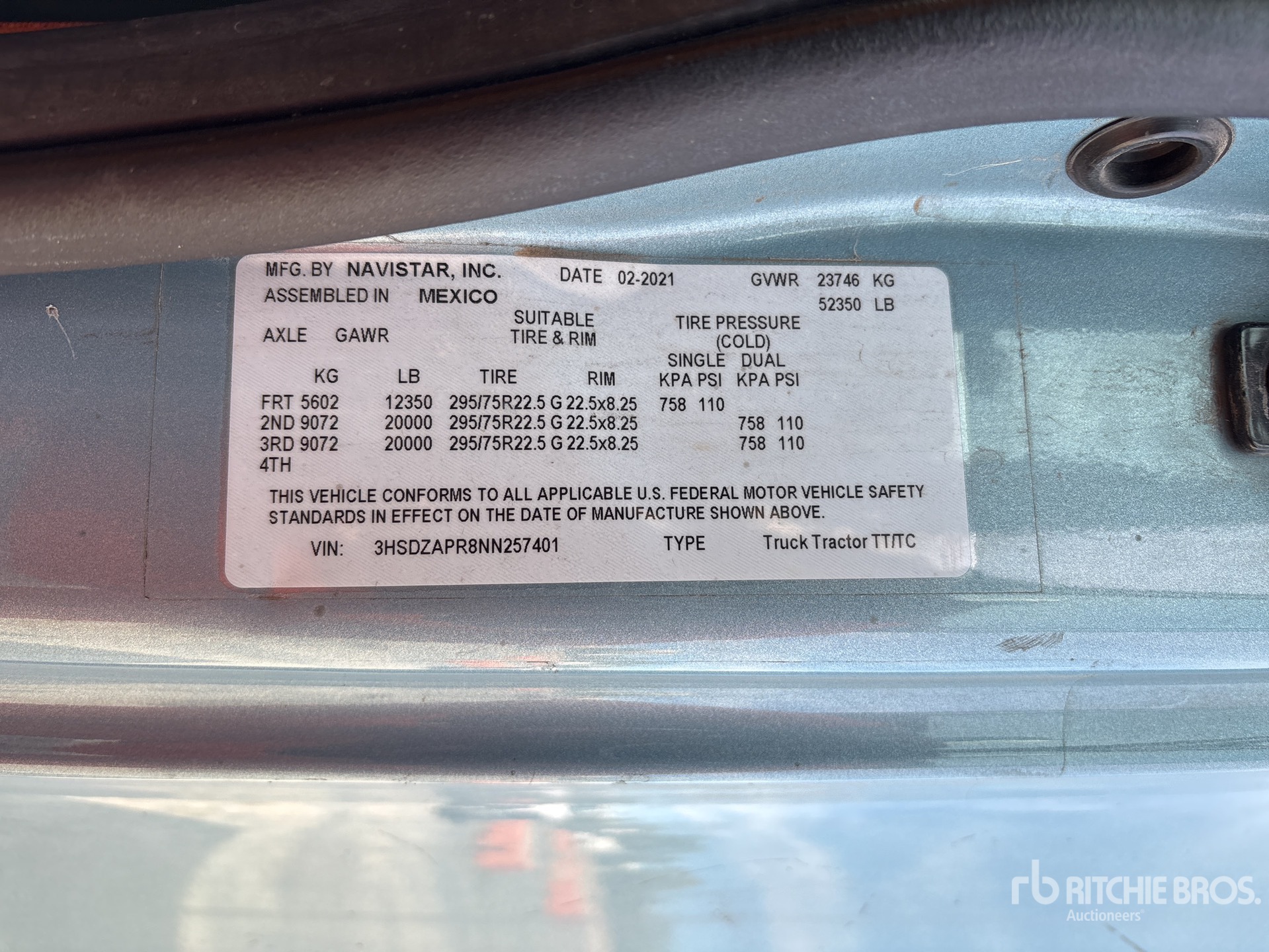 General Appearance with Serial Number / VIN