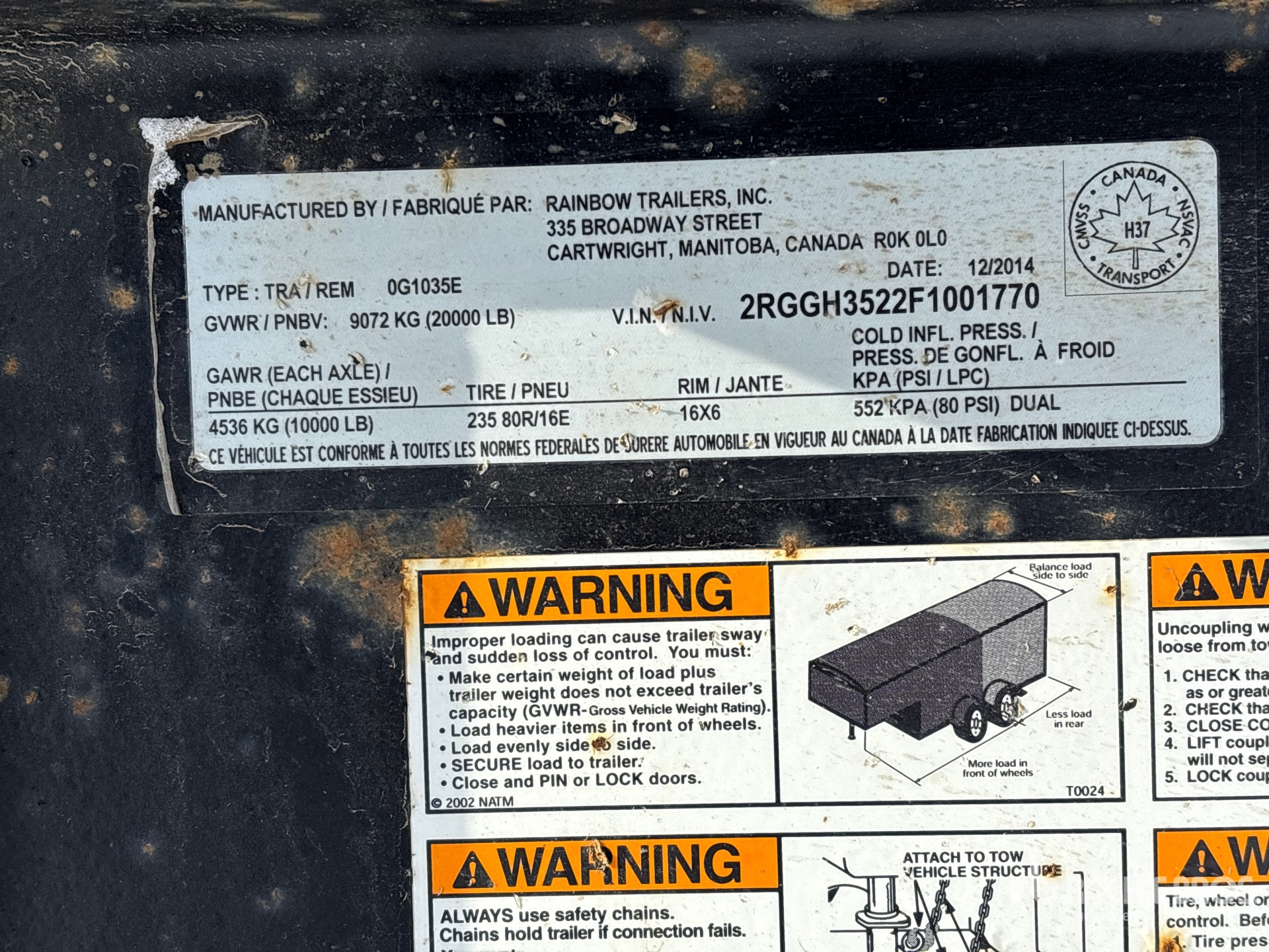 General Appearance with Serial Number / VIN