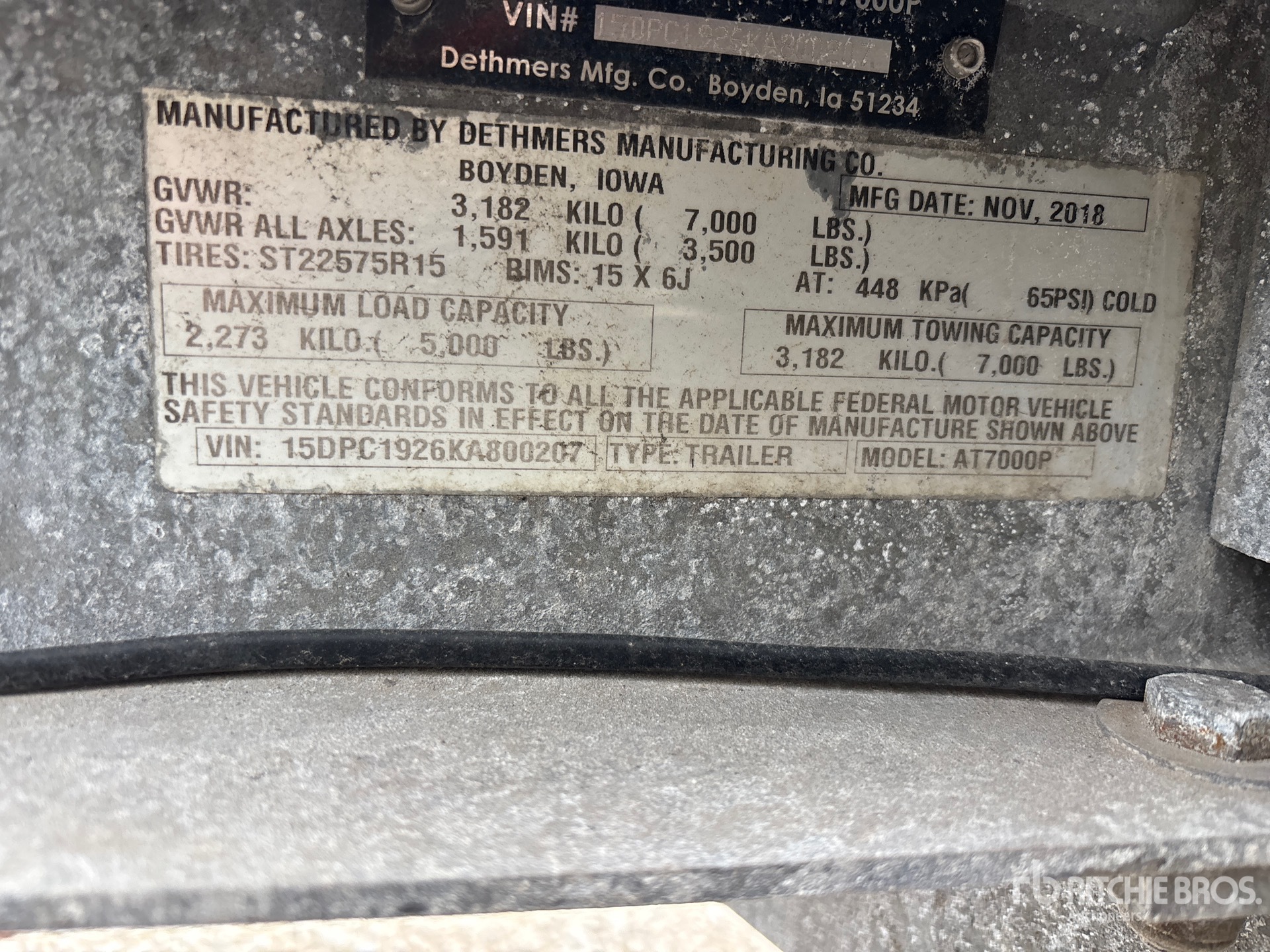 General Appearance with Serial Number / VIN