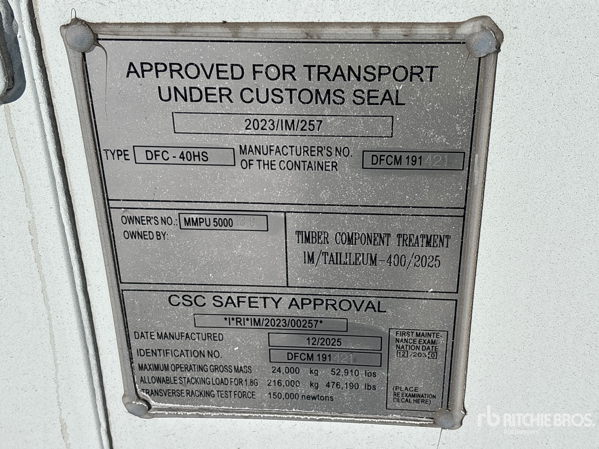 General Appearance with Serial Number / VIN