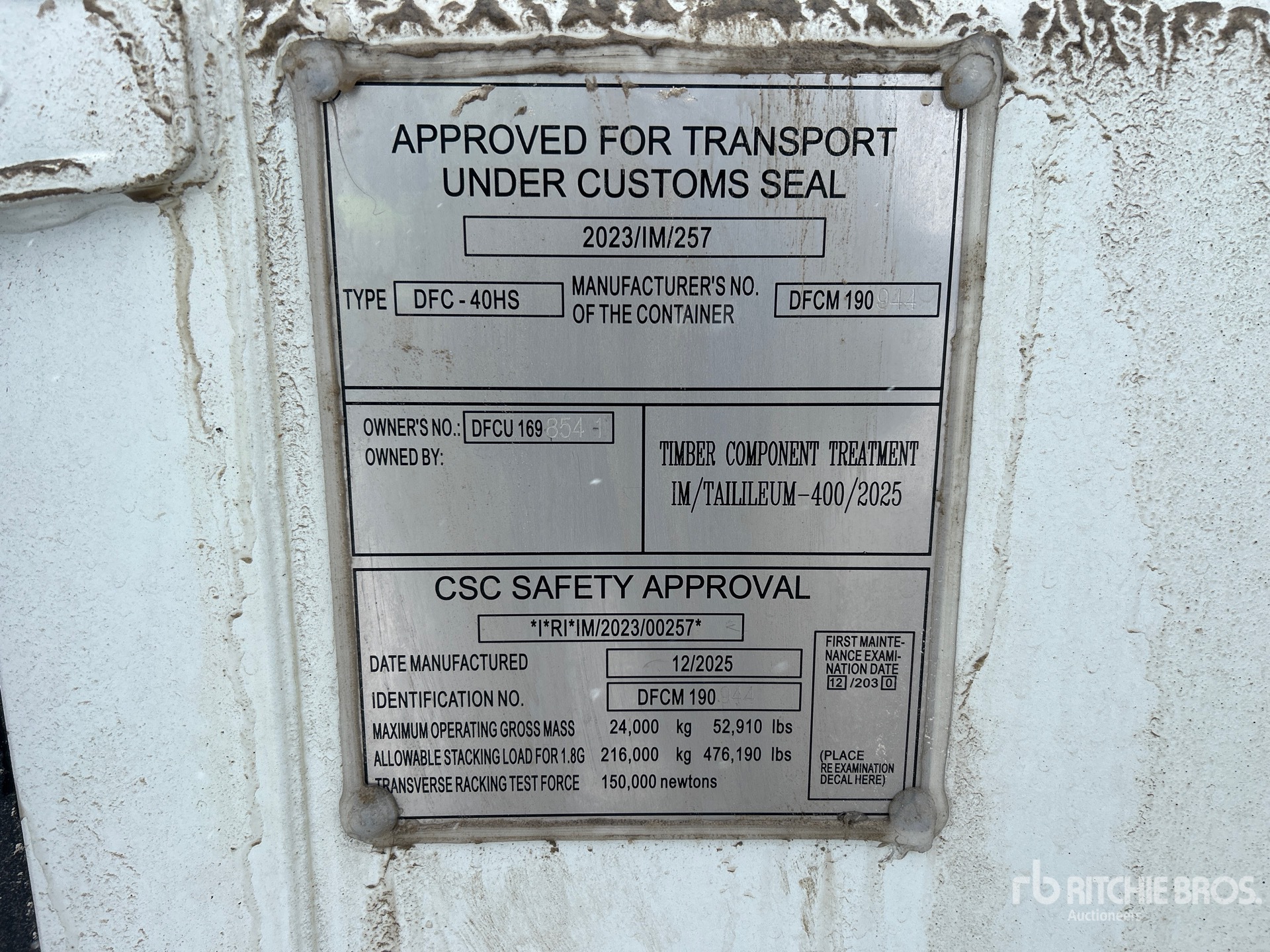 General Appearance with Serial Number / VIN