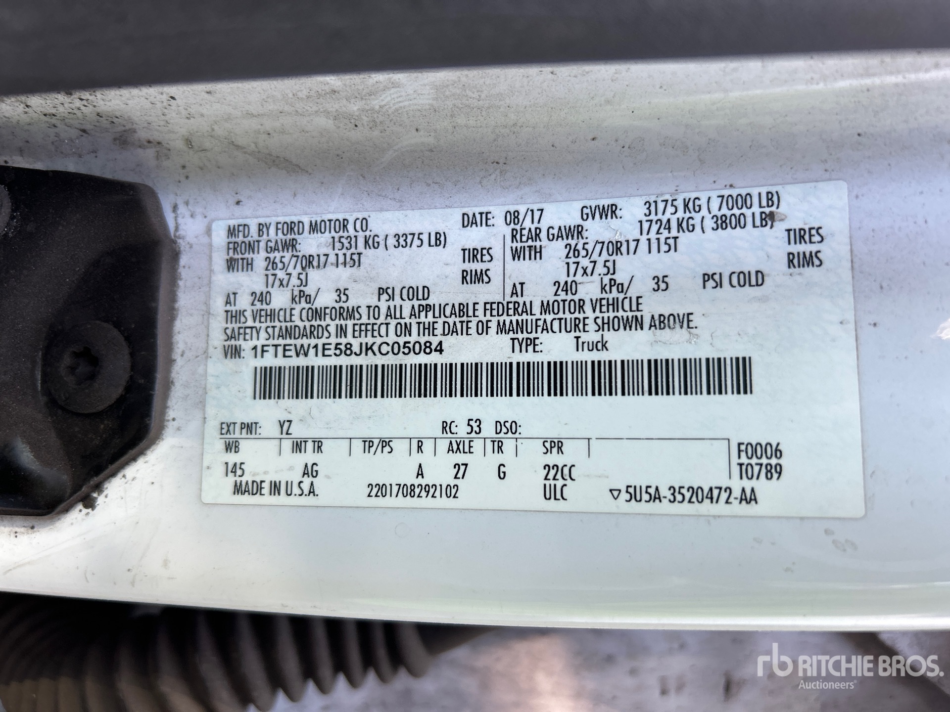 General Appearance with Serial Number / VIN