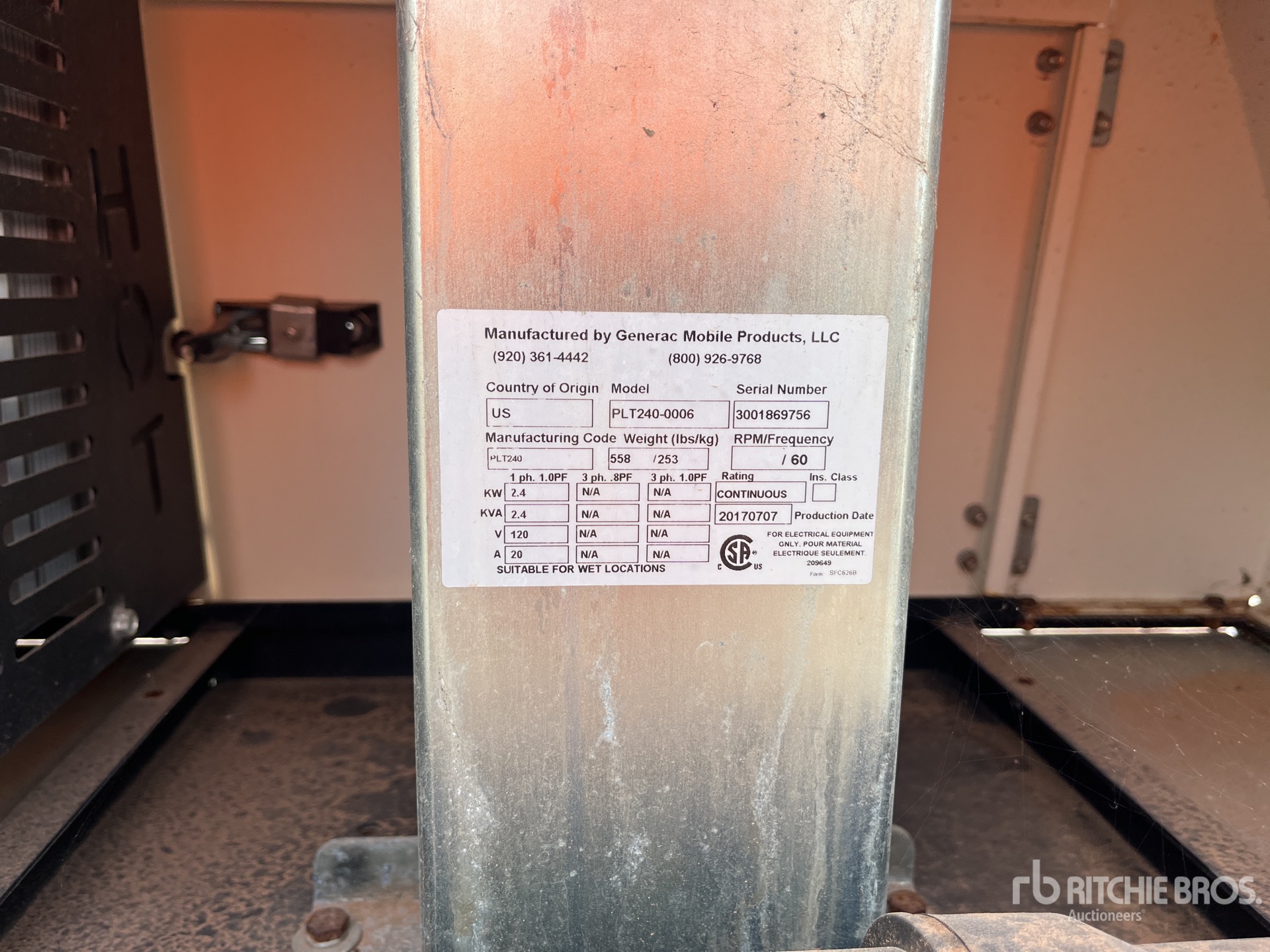 General Appearance with Serial Number / VIN