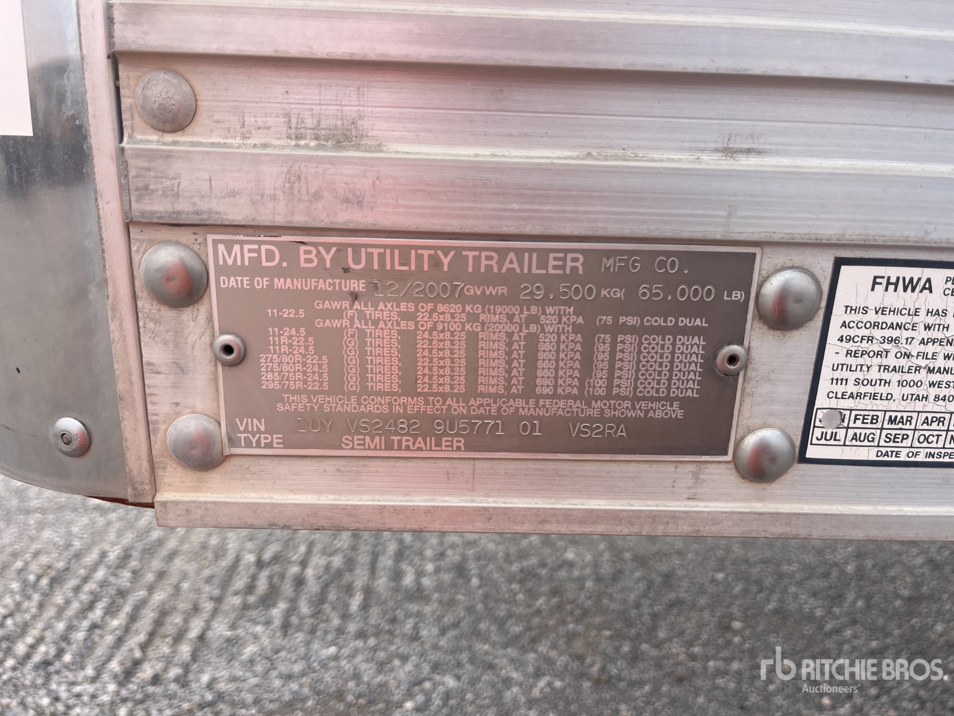 General Appearance with Serial Number / VIN