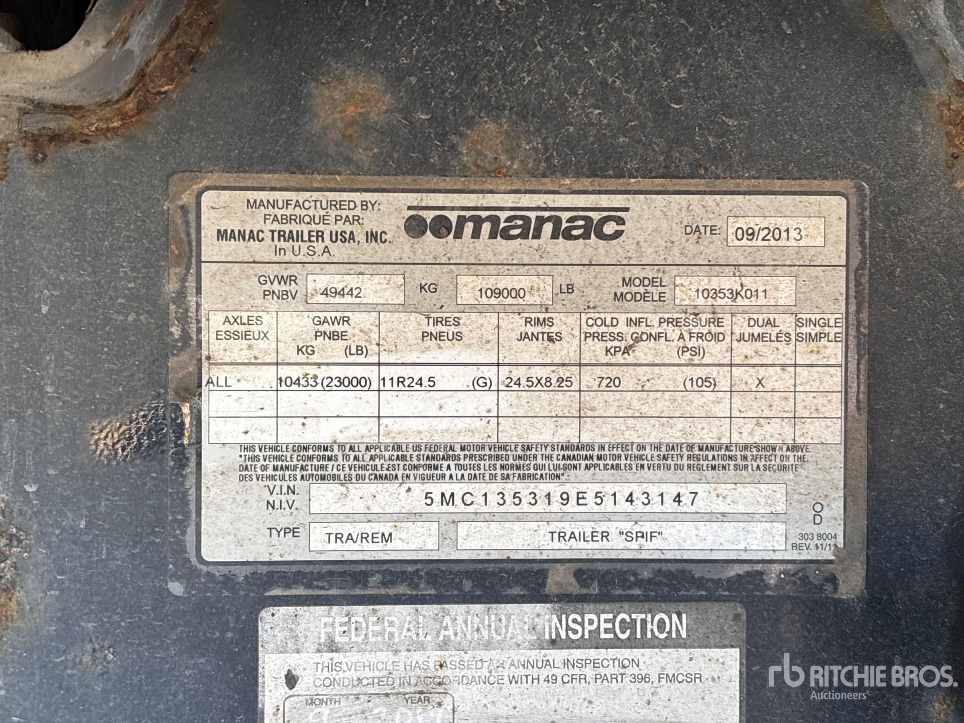 General Appearance with Serial Number / VIN