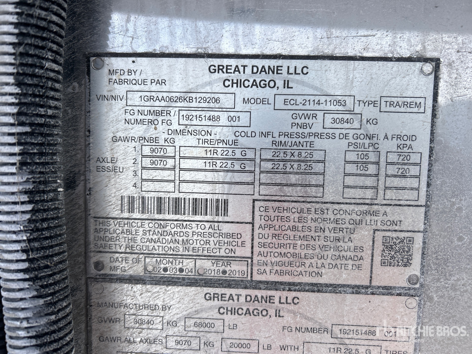 2019 Great Dane 53 ft x 102 in T/A