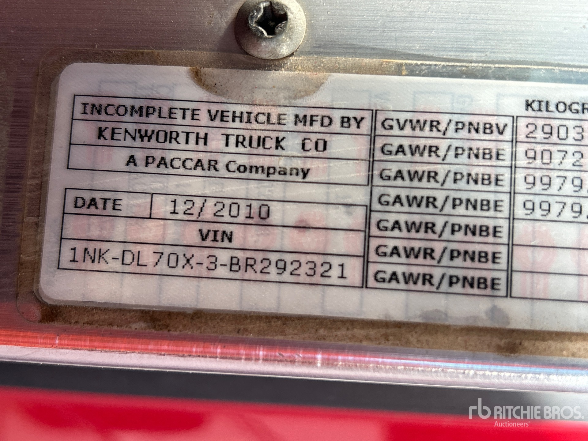 General Appearance with Serial Number / VIN