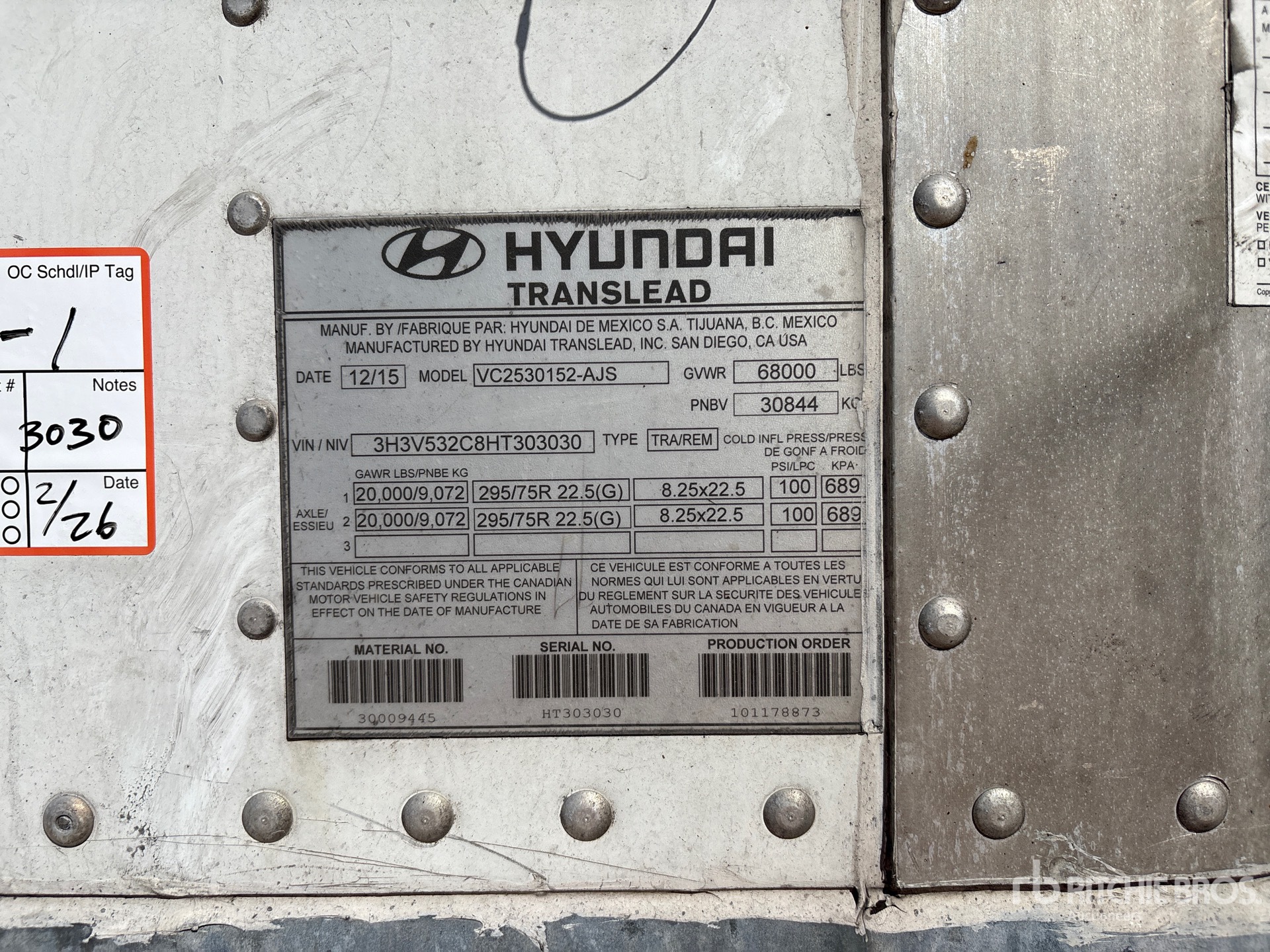 General Appearance with Numéro de série/Numéro d'identification du véhicule automobile