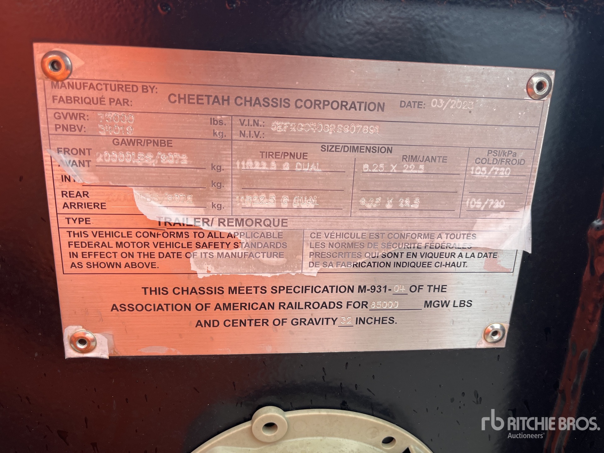 General Appearance with N.º de serie/VIN