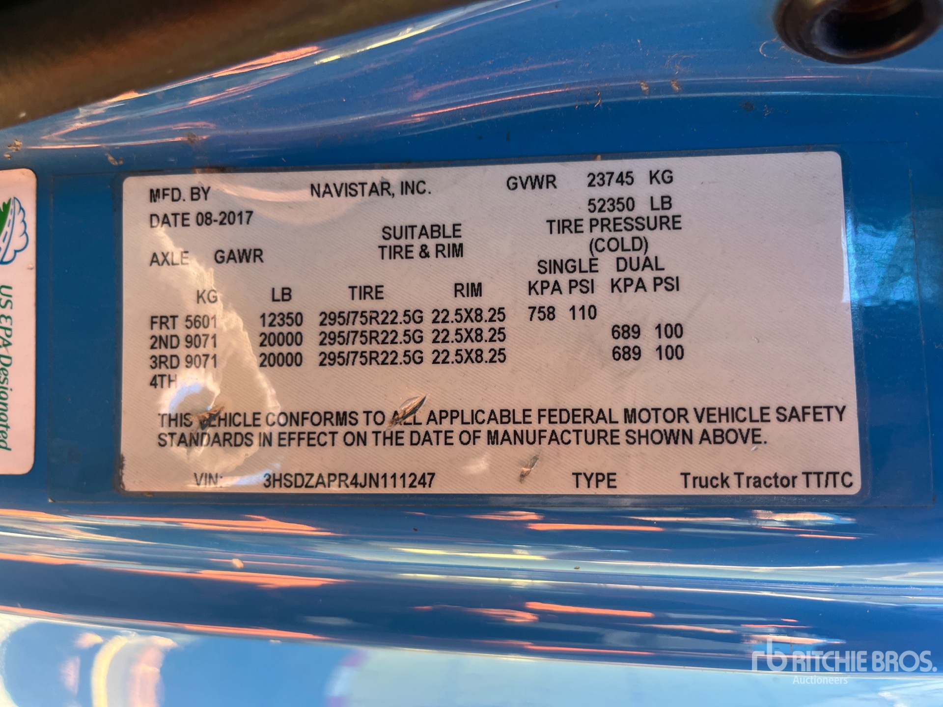 General Appearance with Serial Number / VIN