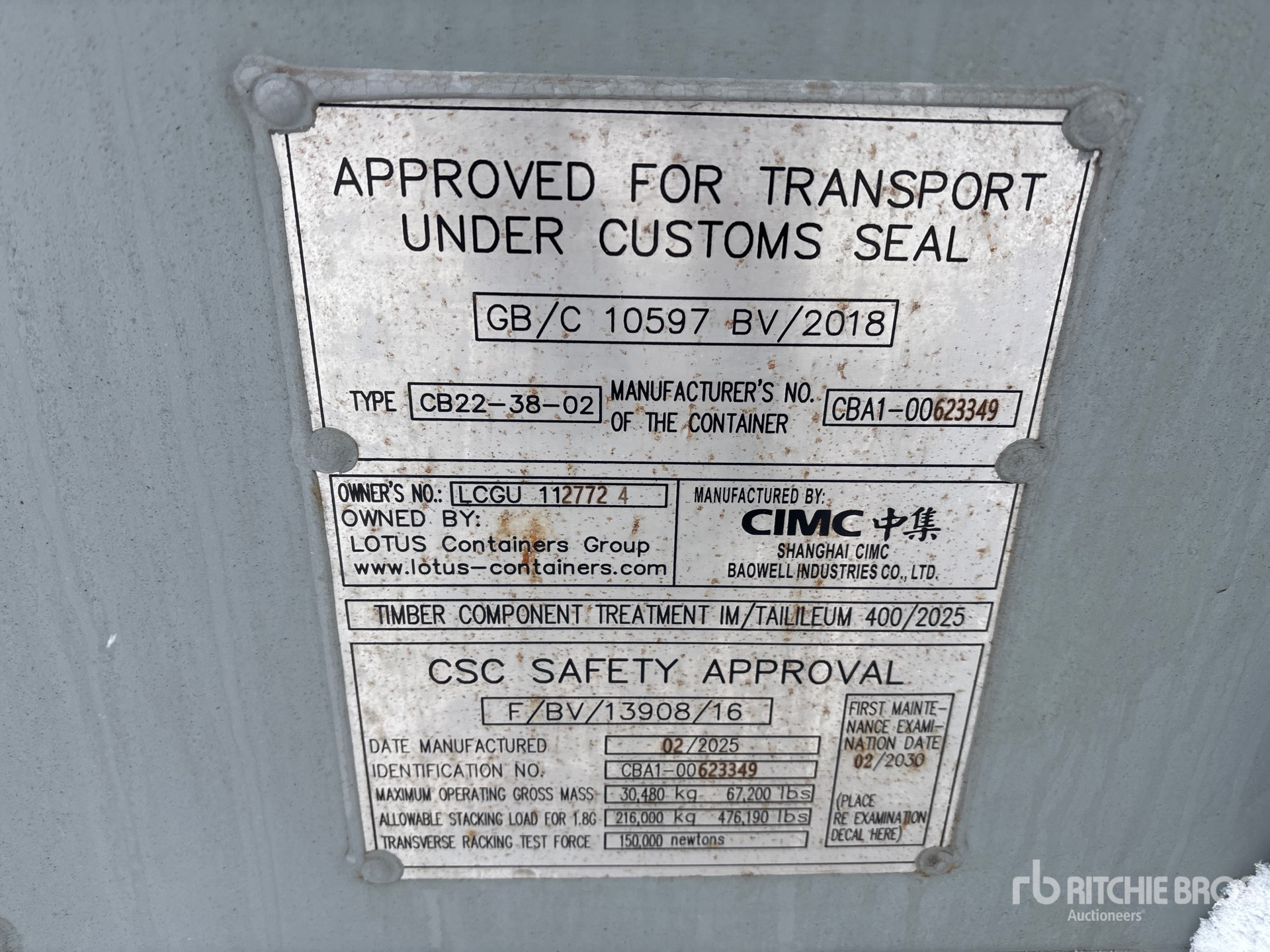 General Appearance with Serial Number / VIN